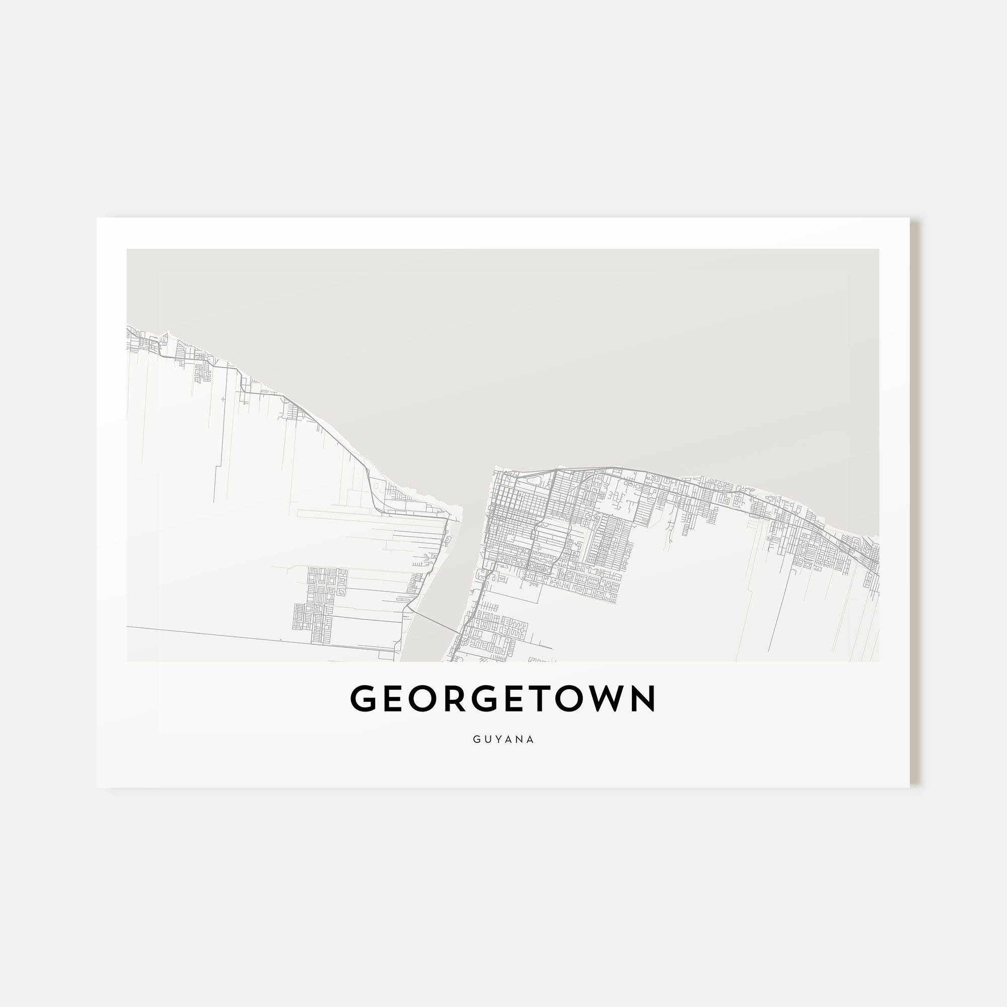 Georgetown, Guyana Map Landscape Poster
