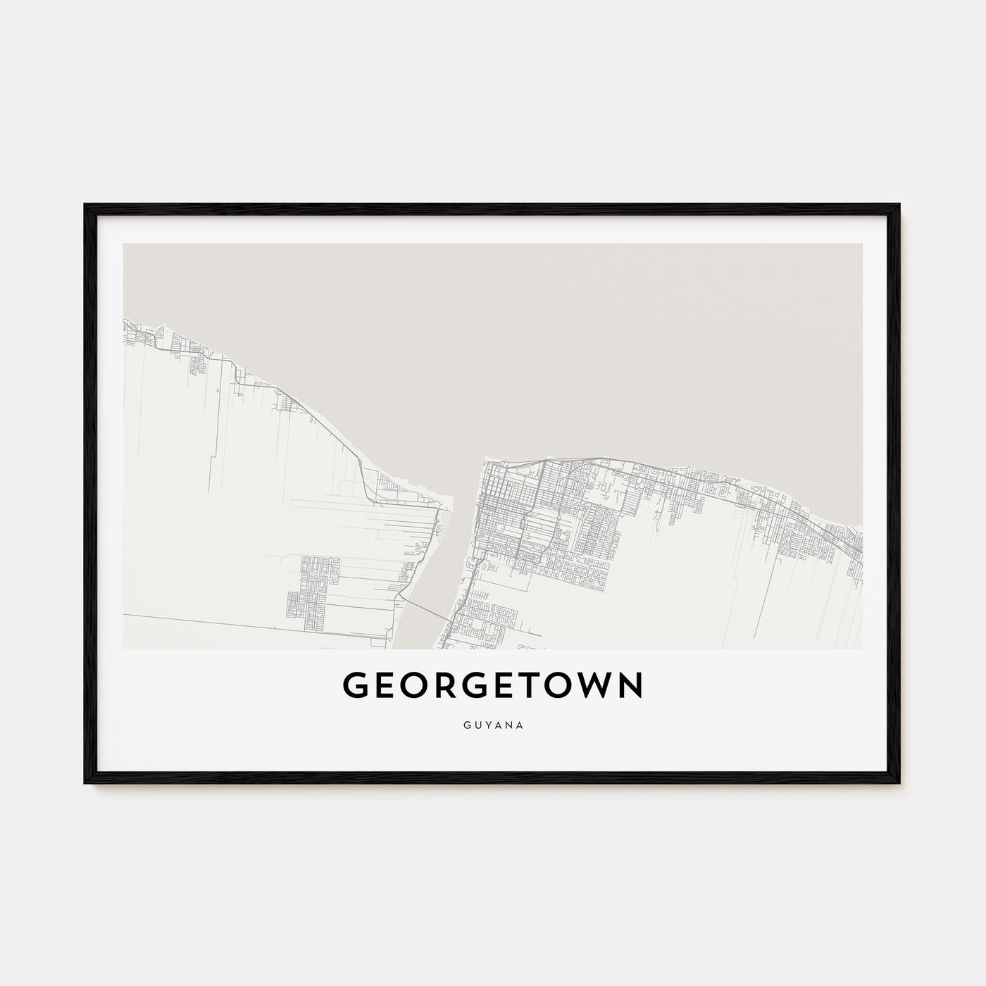 Georgetown, Guyana Map Landscape Poster