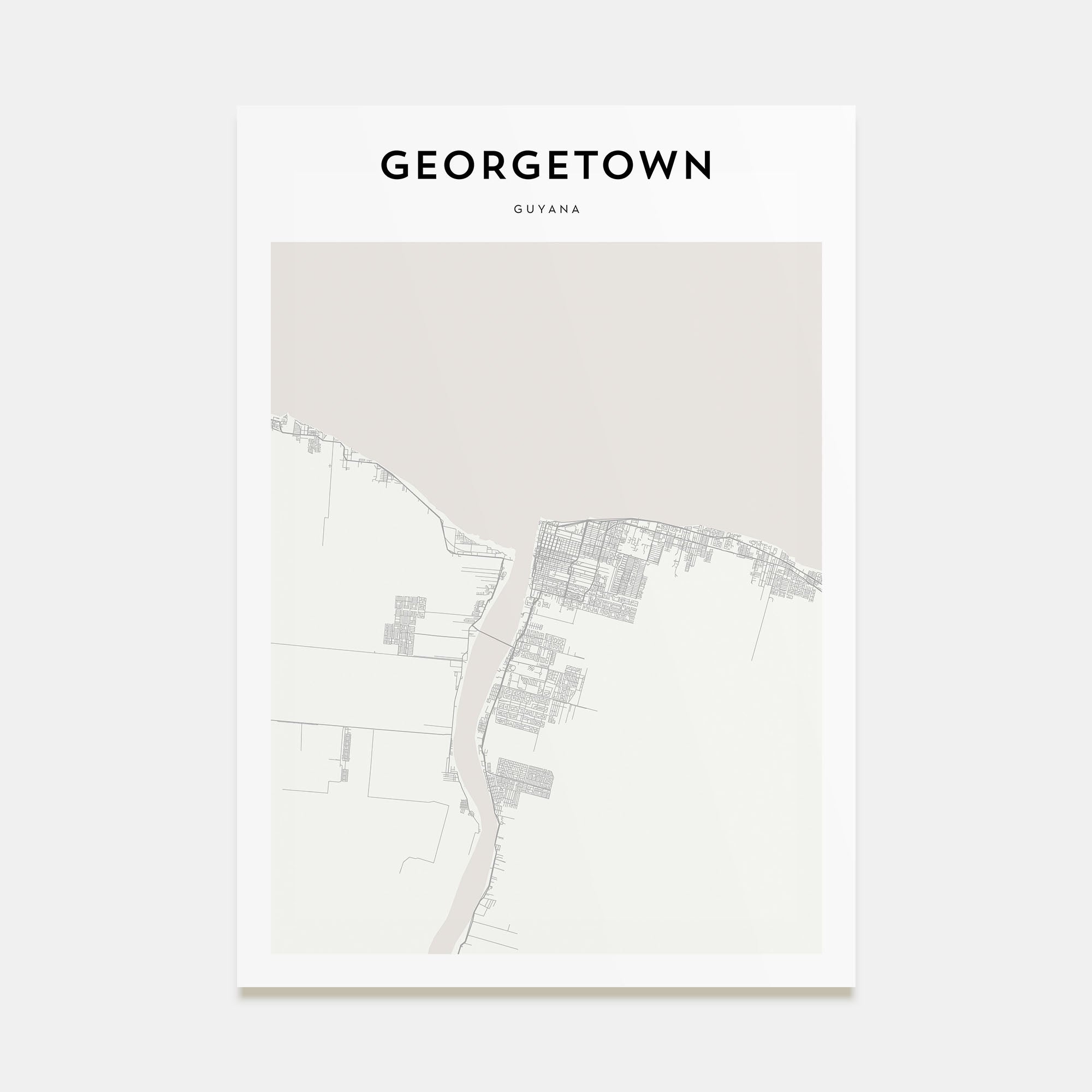 Georgetown, Guyana Map Portrait Poster