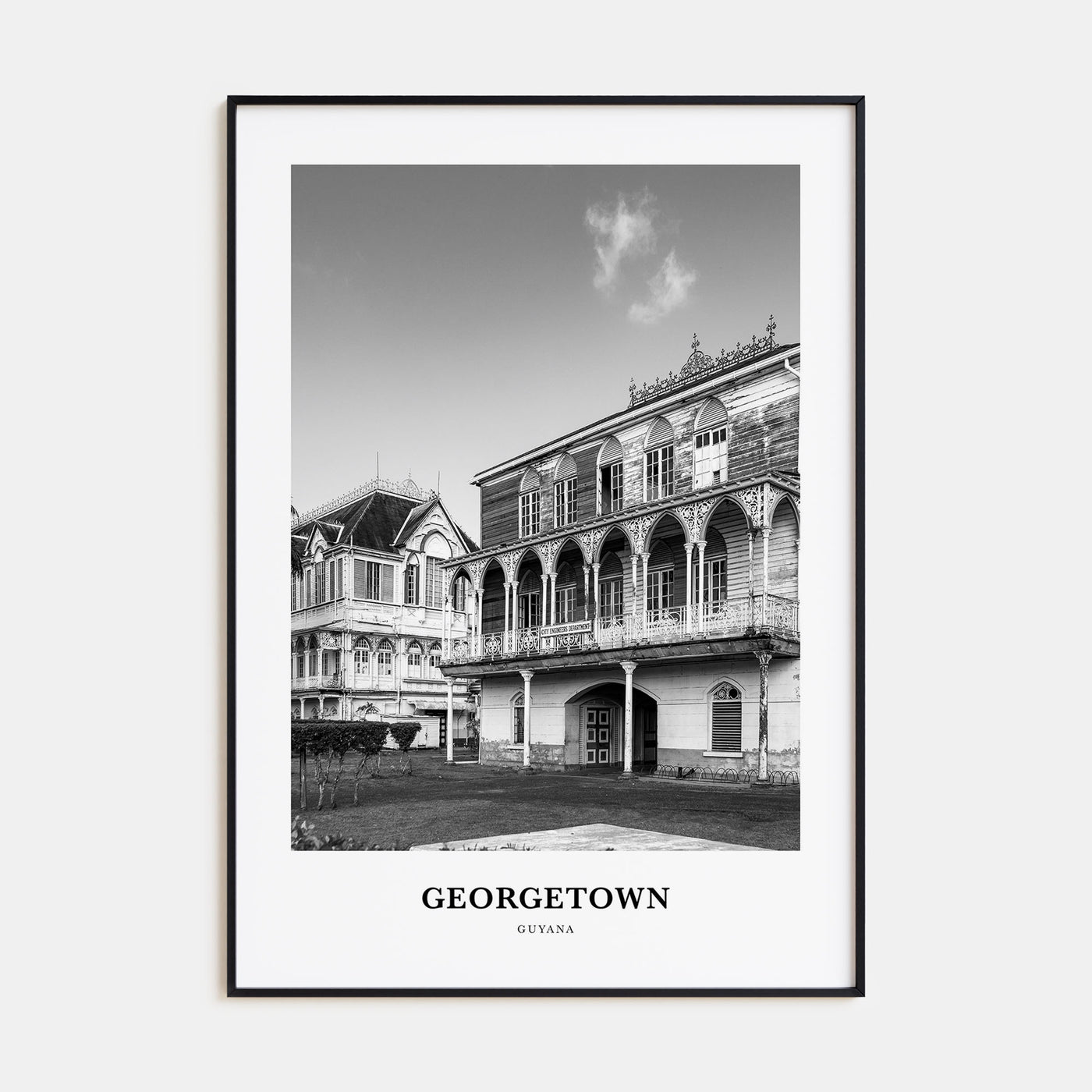 Georgetown, Guyana Portrait B&W Poster