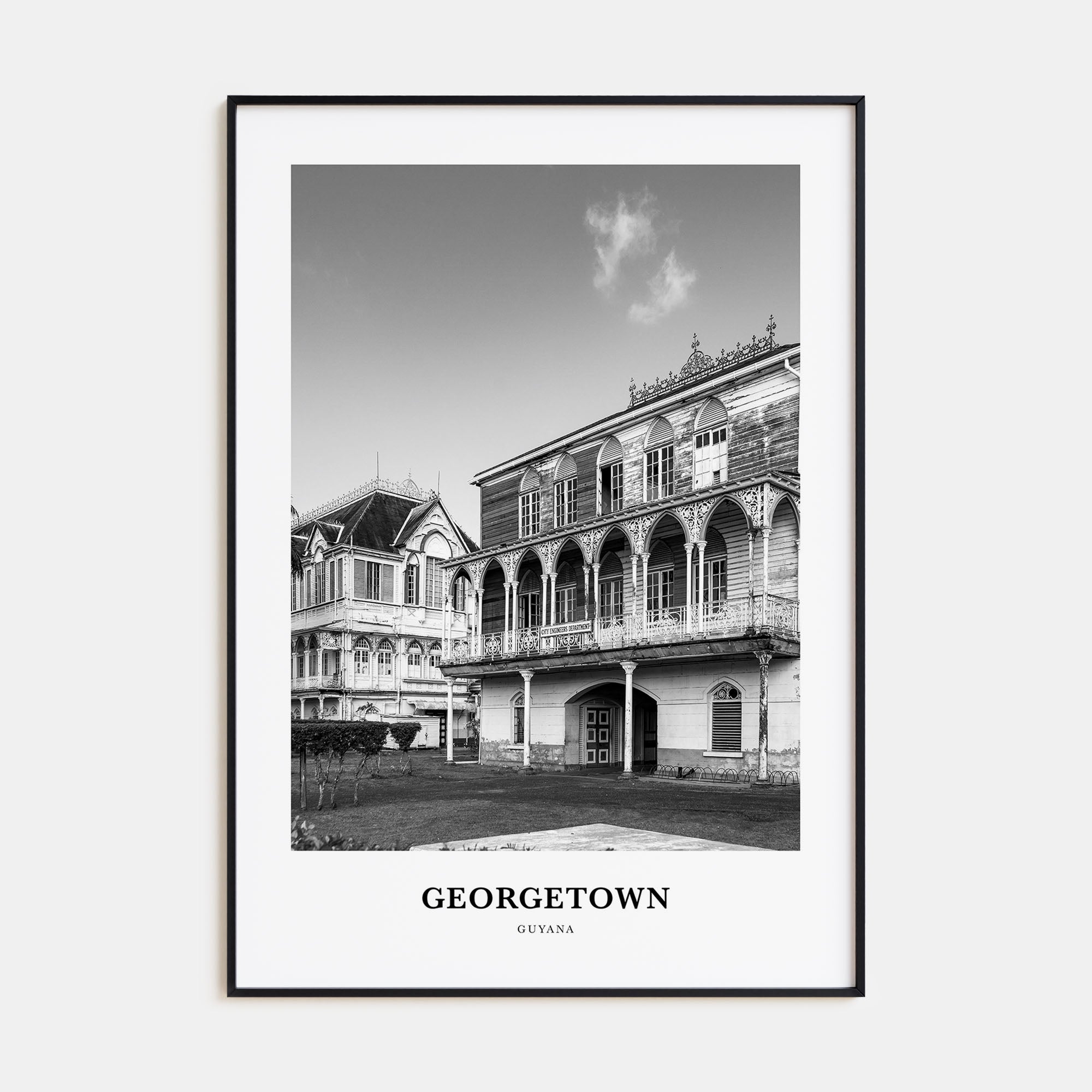 Georgetown, Guyana Portrait B&W Poster