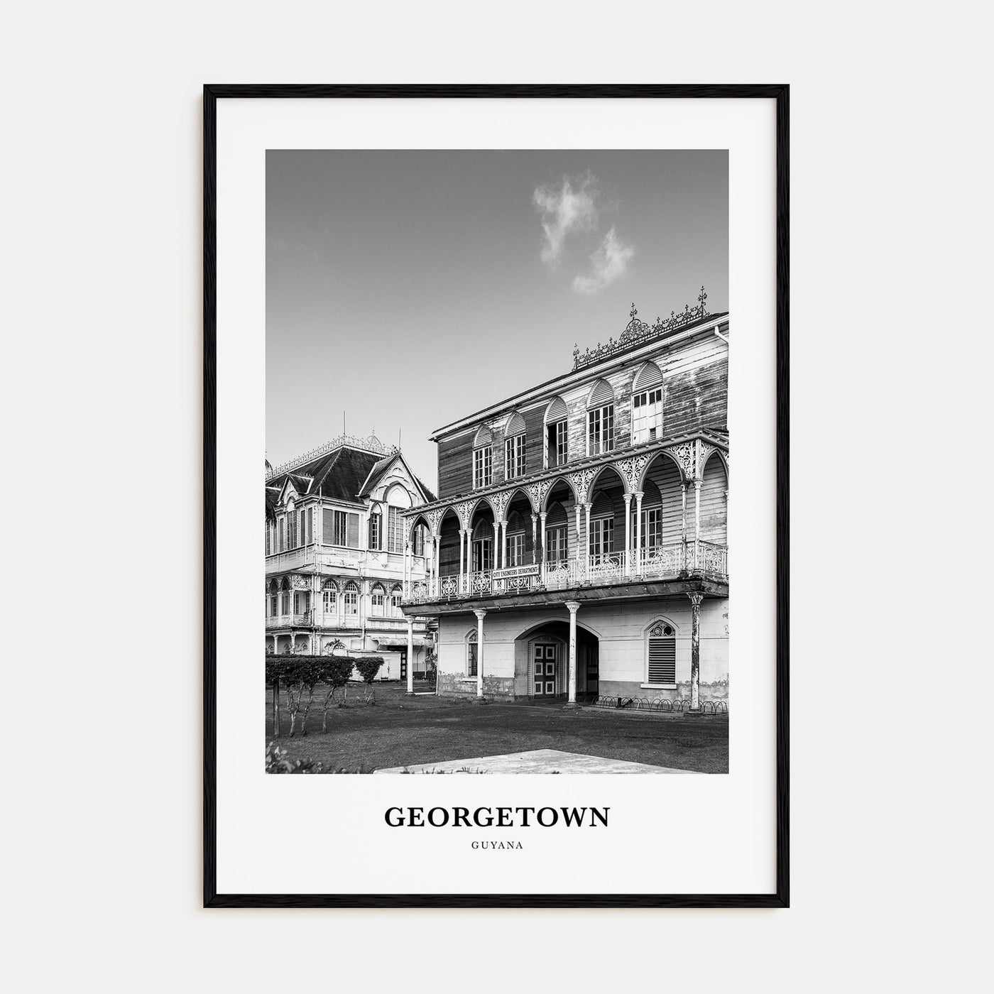 Georgetown, Guyana Portrait B&W Poster