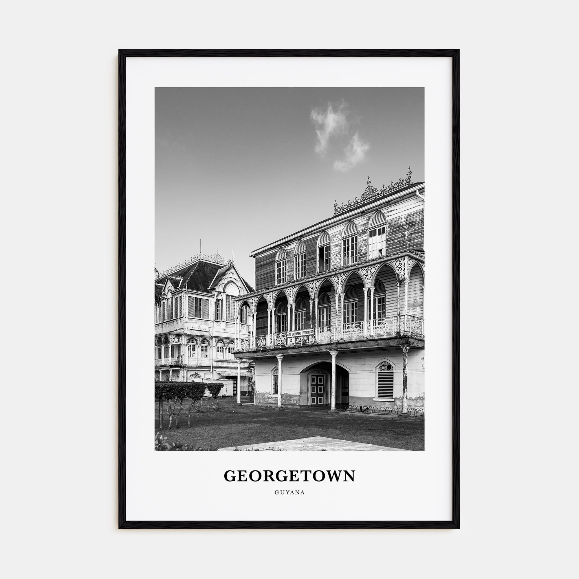 Georgetown, Guyana Portrait B&W Poster