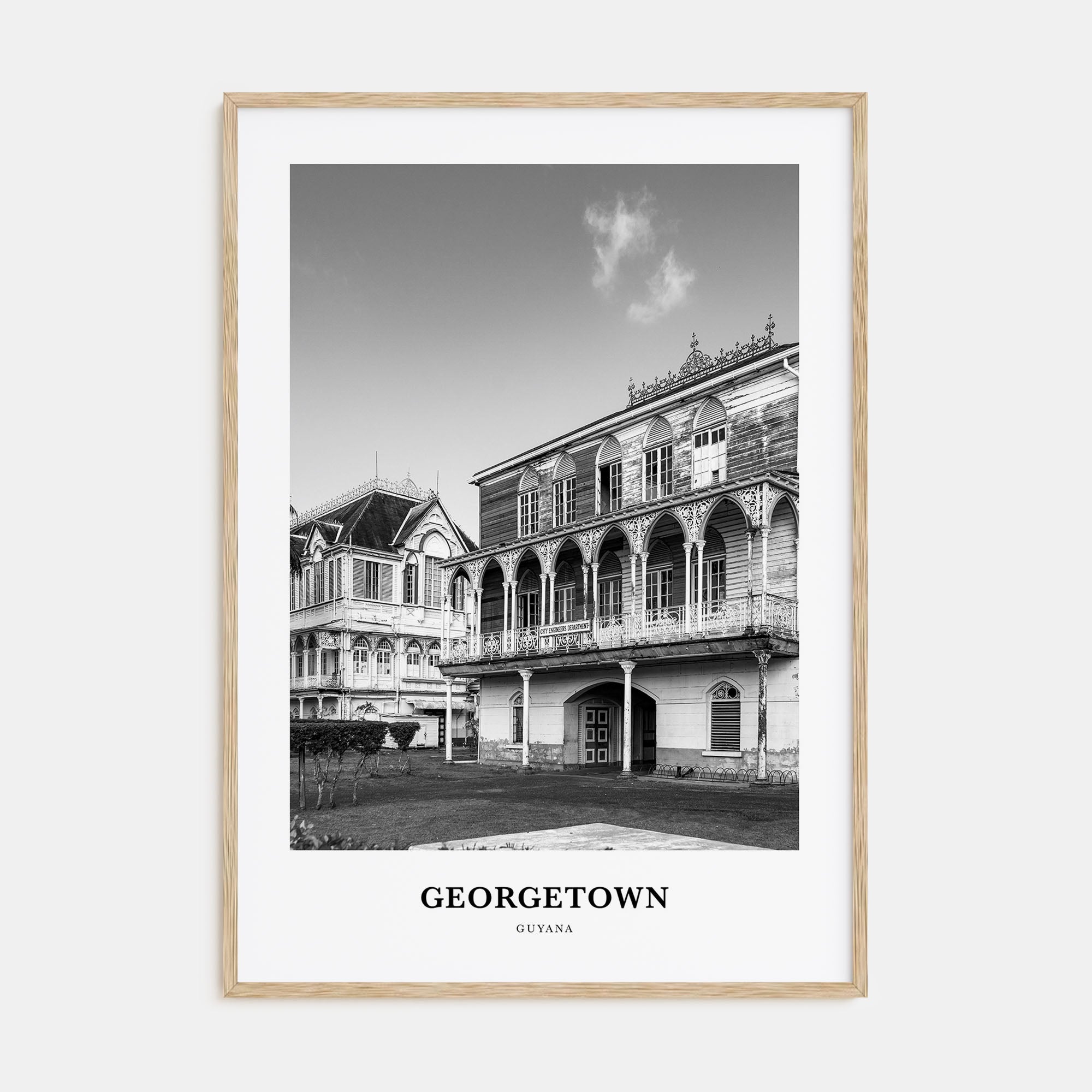 Georgetown, Guyana Portrait B&W Poster