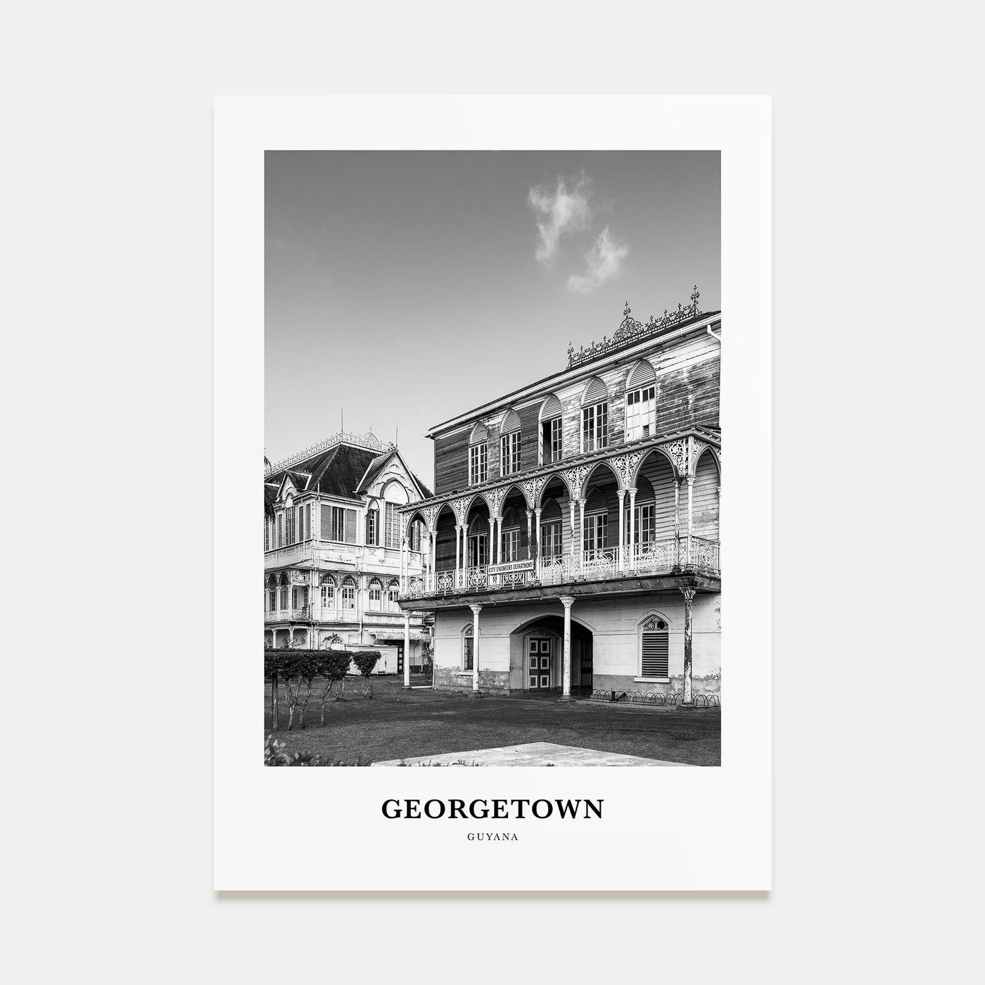 Georgetown, Guyana Portrait B&W Poster