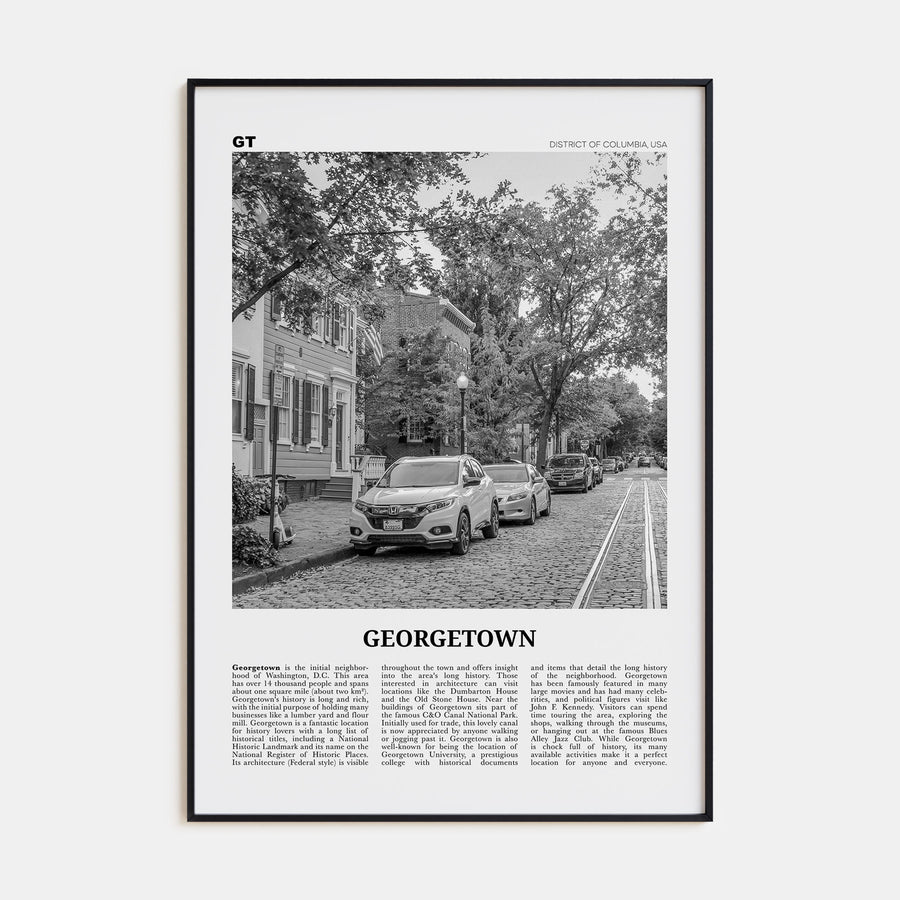 Georgetown, Washington DC Travel B&W Poster