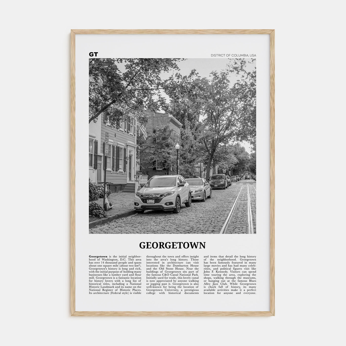 Georgetown, Washington DC Travel B&W Poster