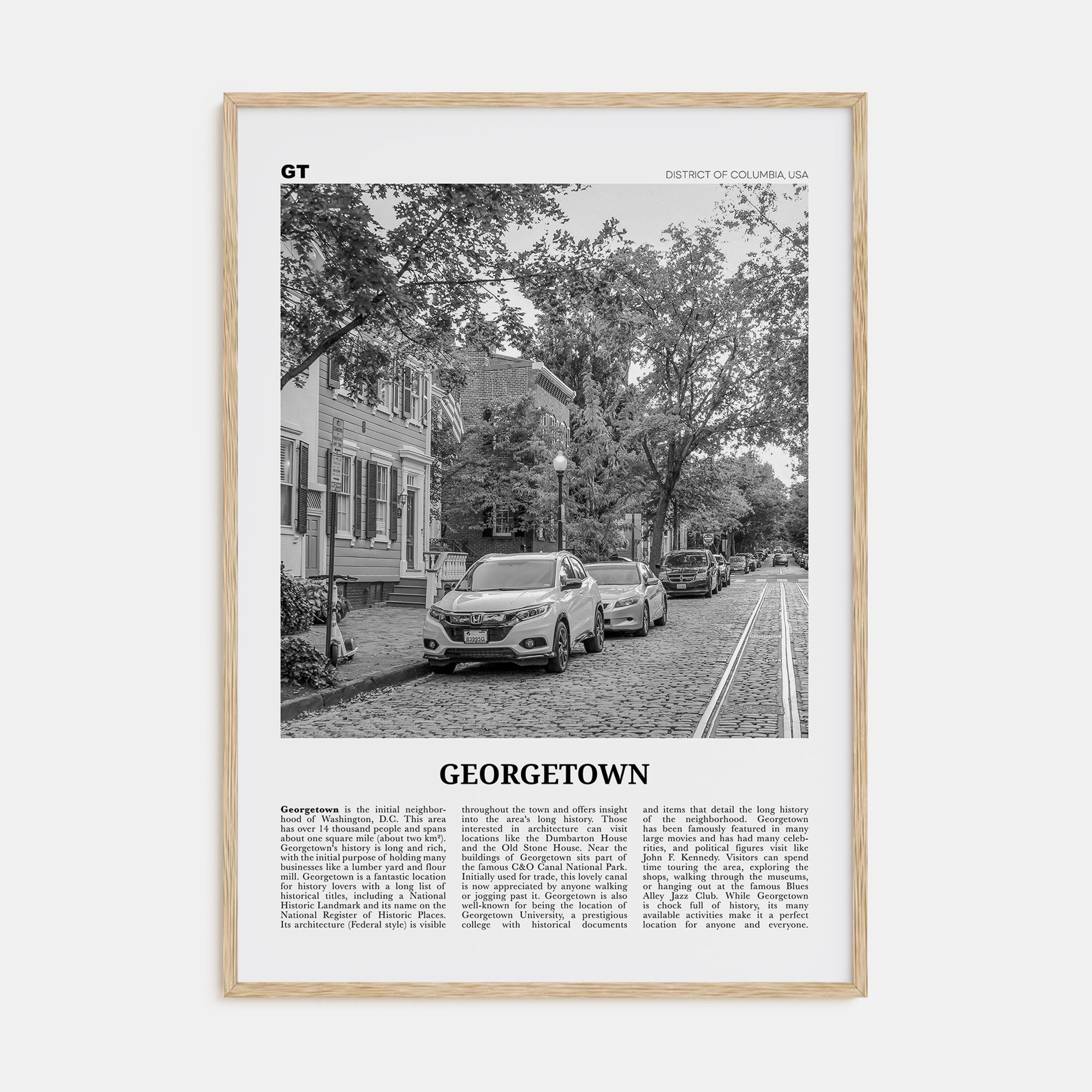 Georgetown, Washington DC Travel B&W Poster