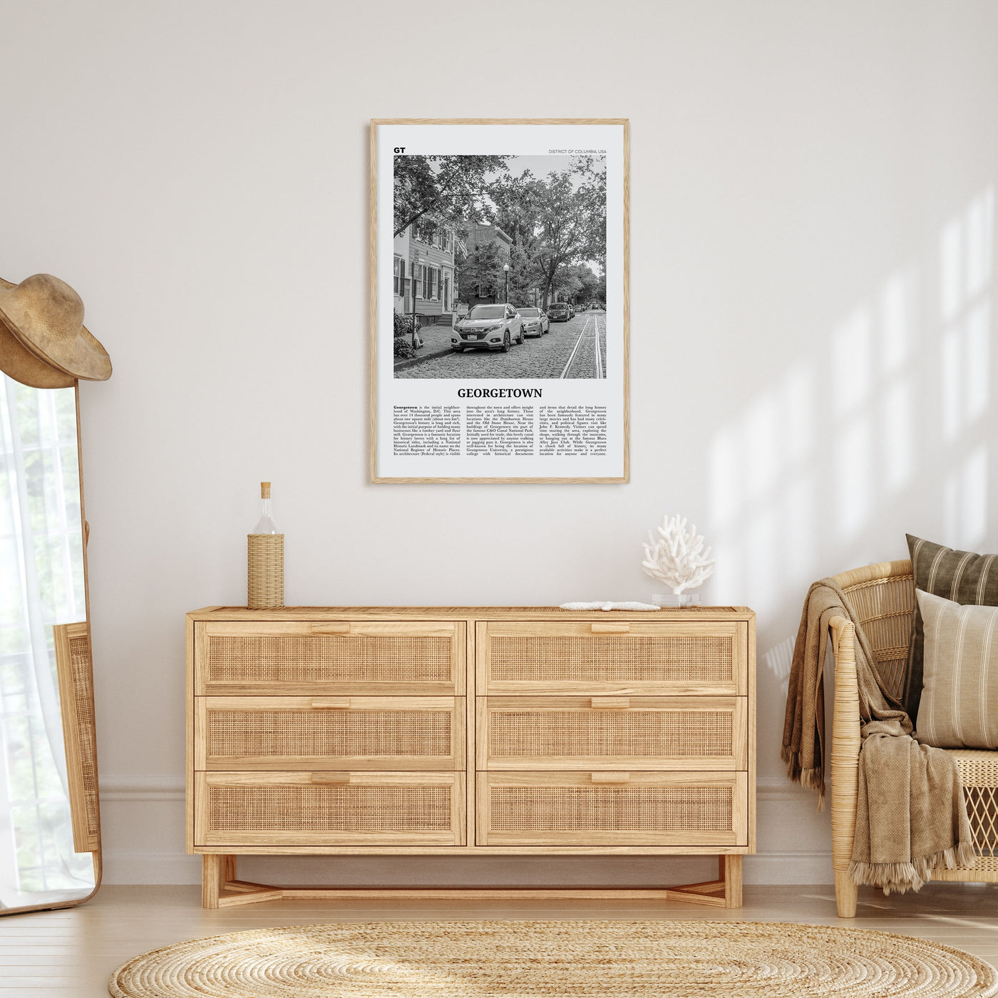 Georgetown, Washington DC Travel B&W Poster