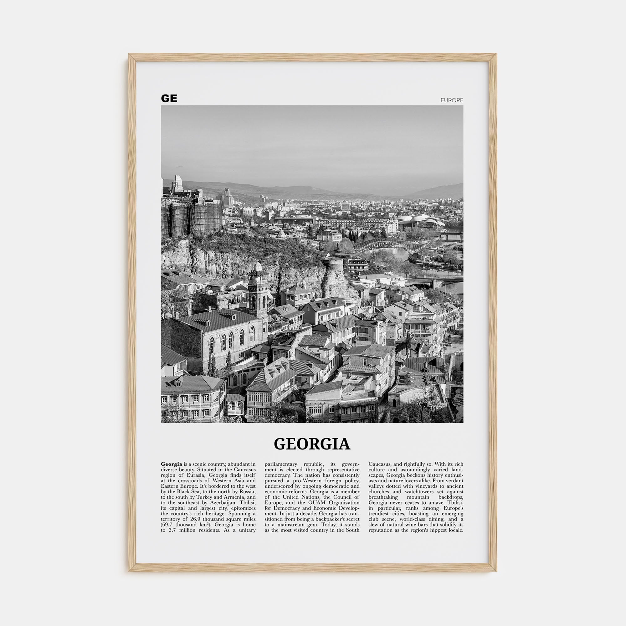 Georgia (Country) Travel B&W Poster