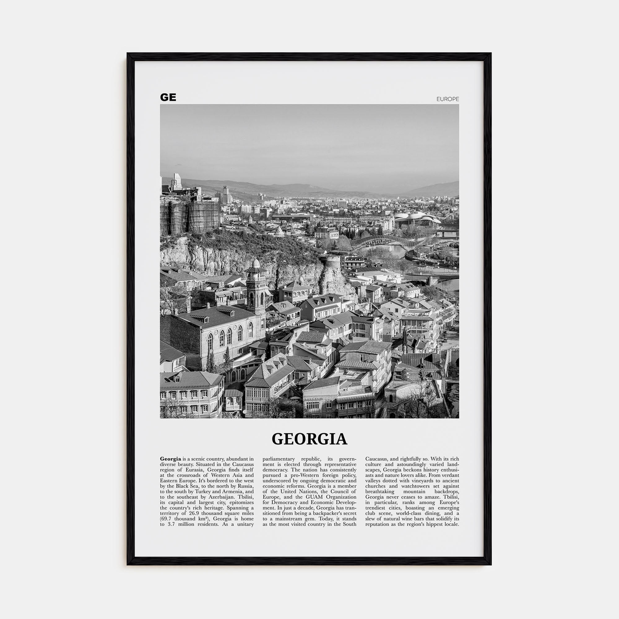 Georgia (Country) Travel B&W Poster