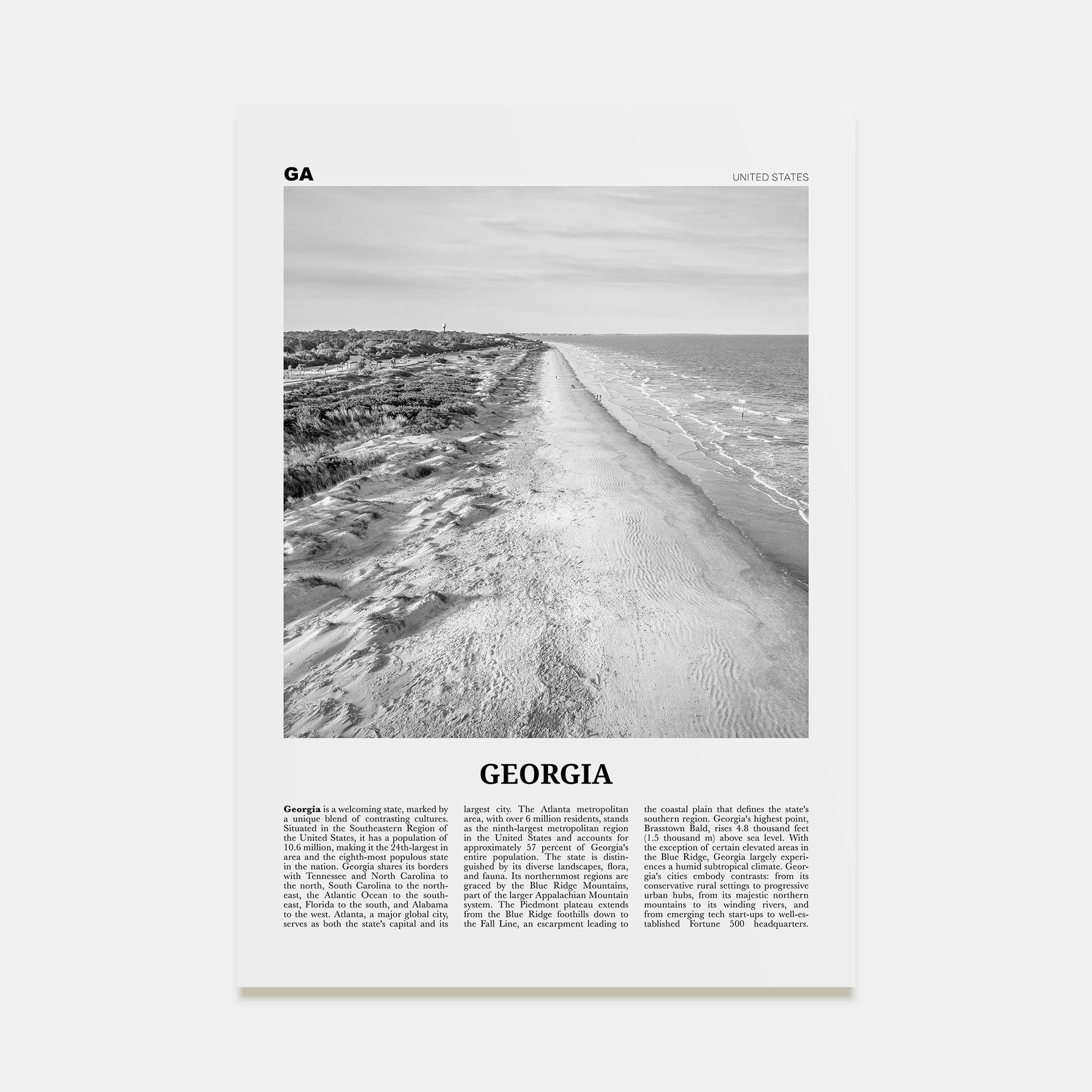 Georgia, United States Travel B&W No 3 Poster