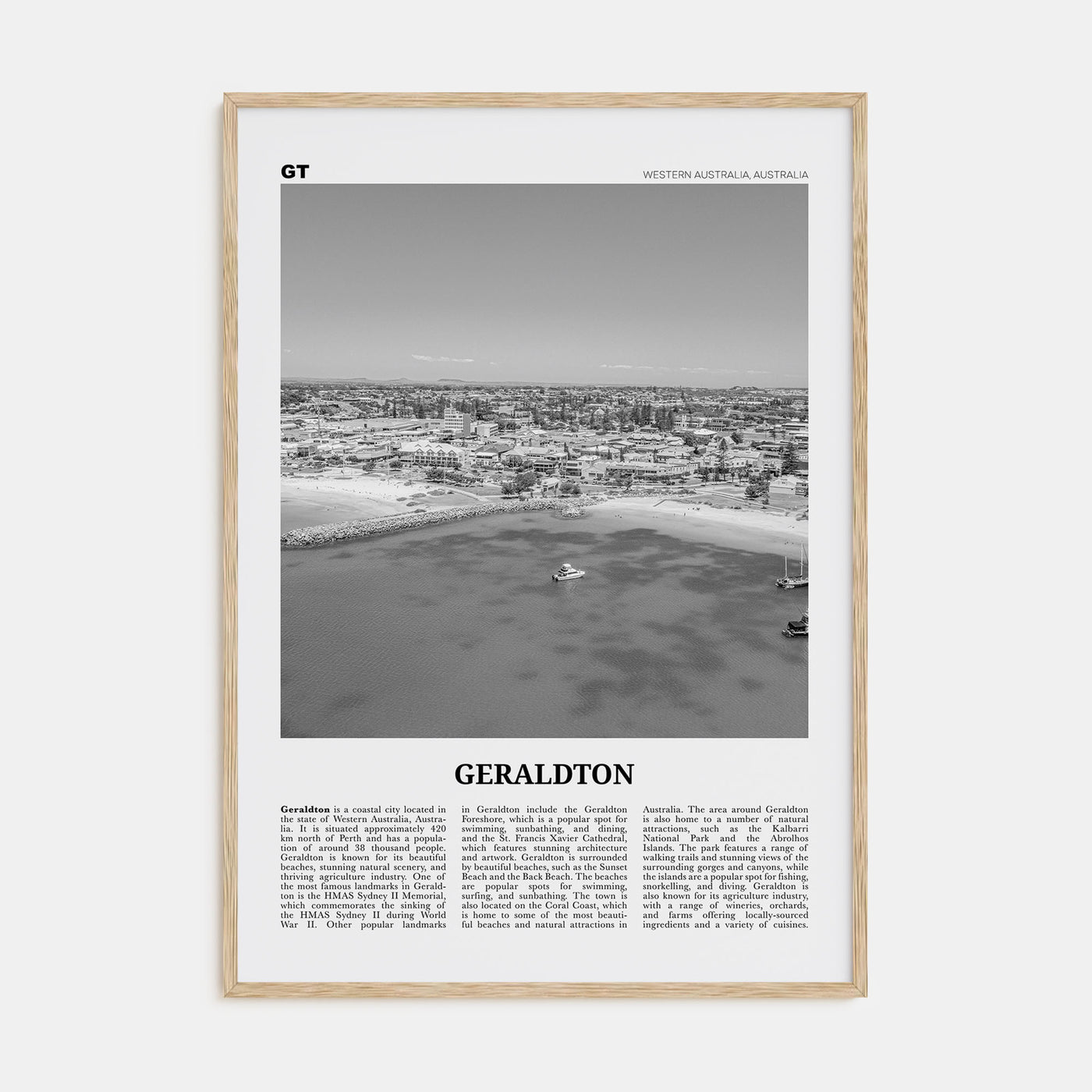 Geraldton Travel B&W Poster