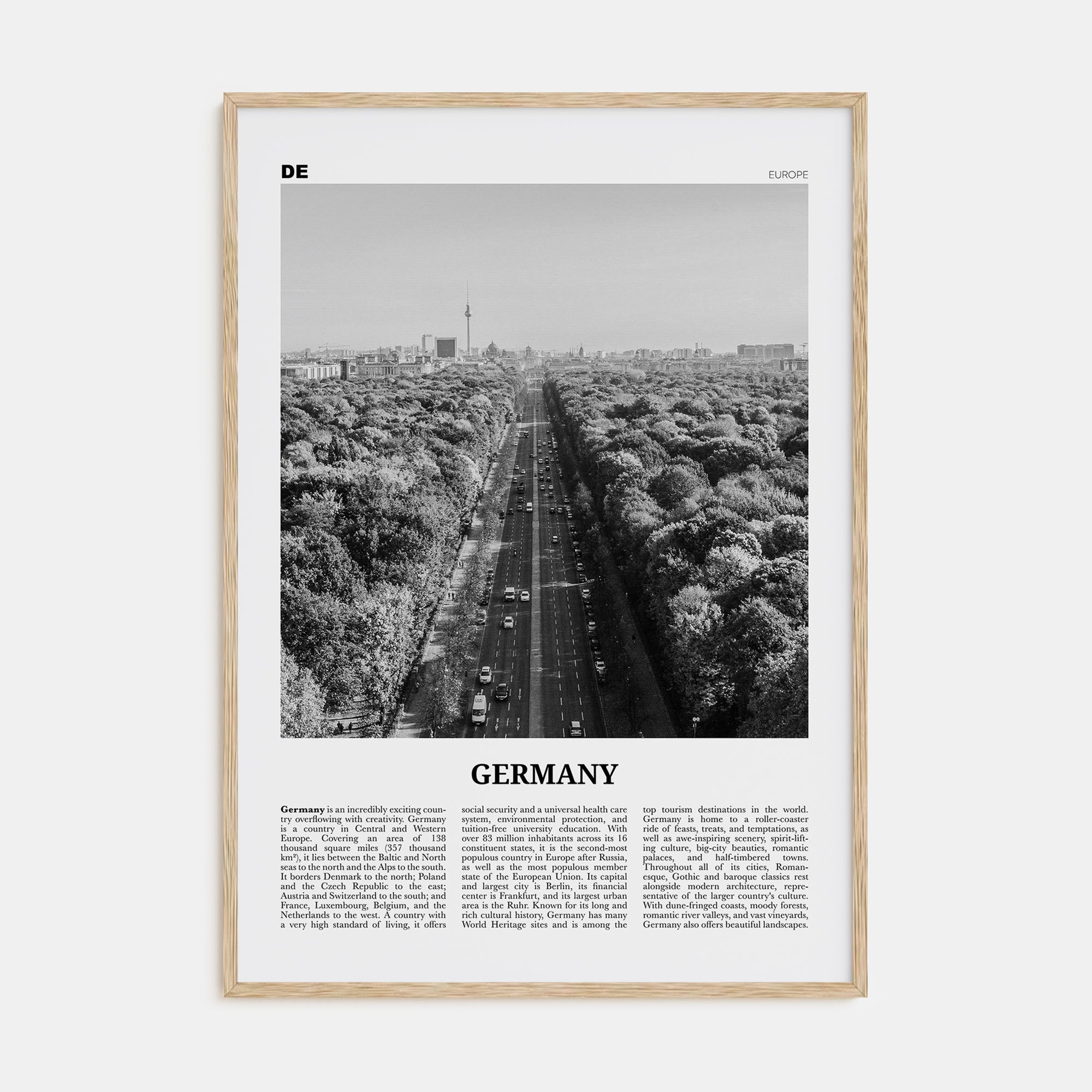 Germany Travel B&W Poster