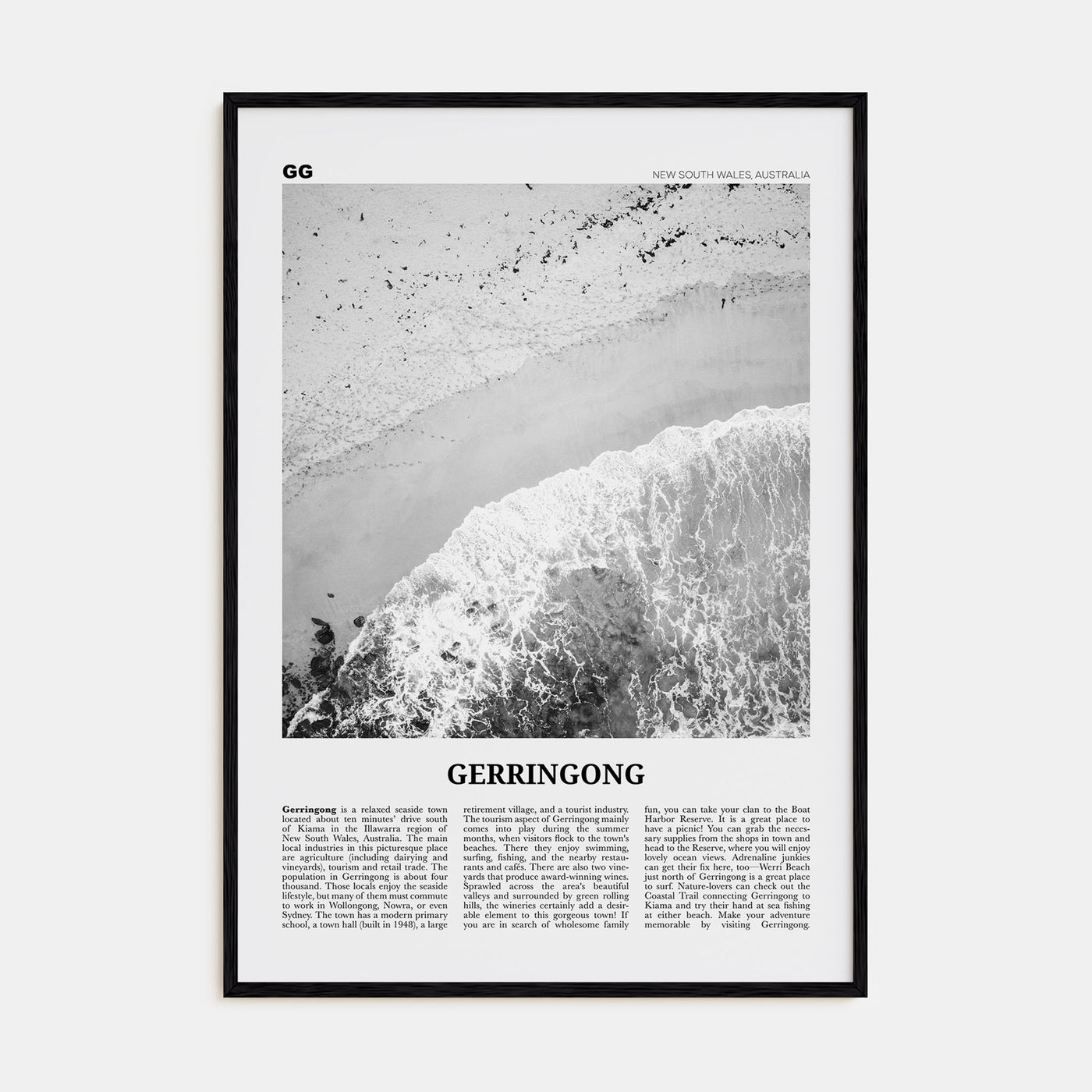 Gerringong Travel B&W Poster