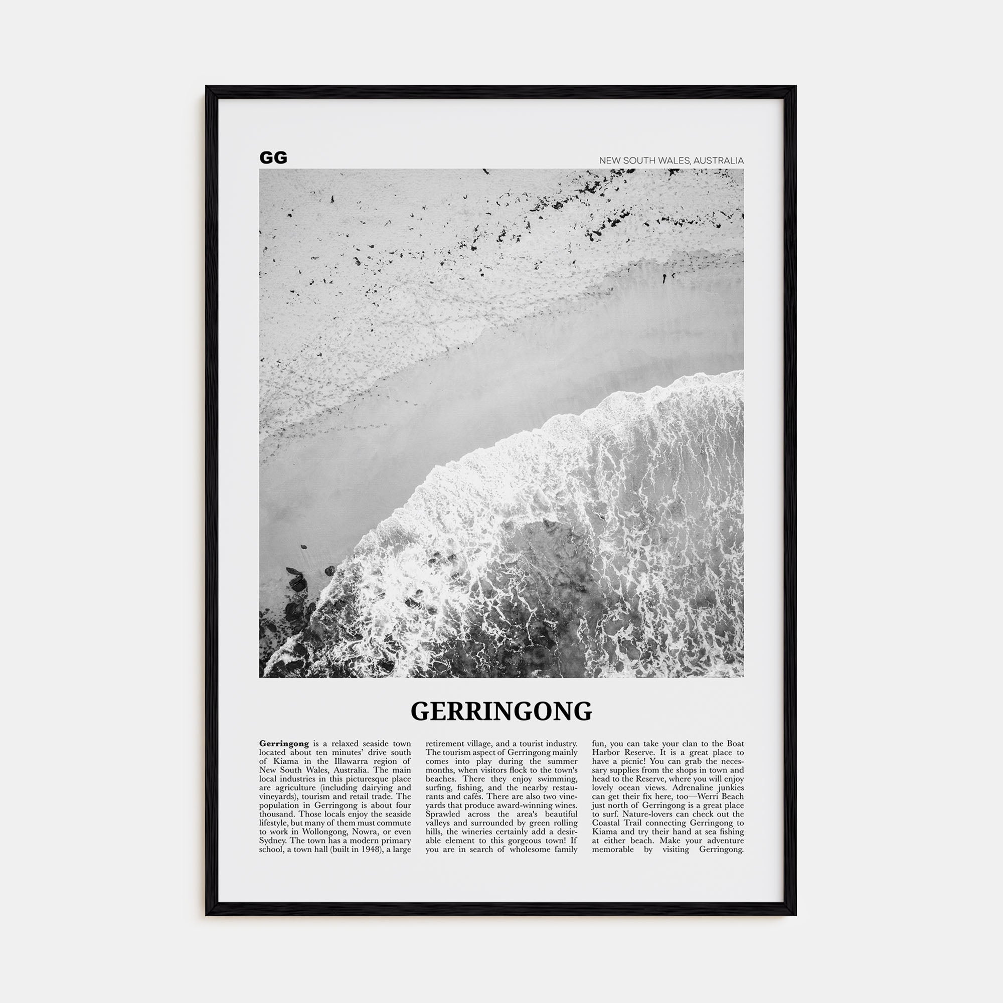 Gerringong Travel B&W Poster