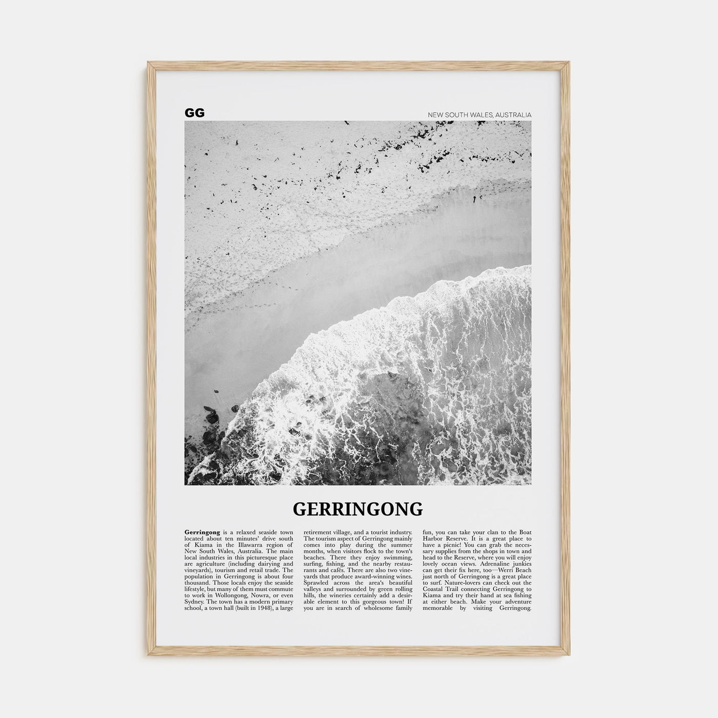 Gerringong Travel B&W Poster