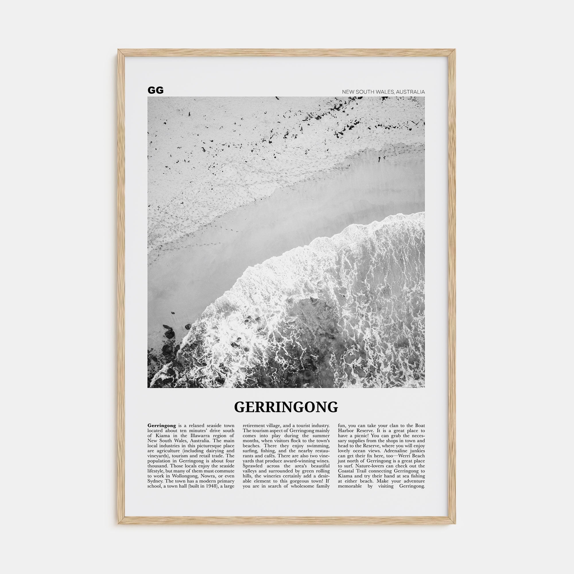 Gerringong Travel B&W Poster