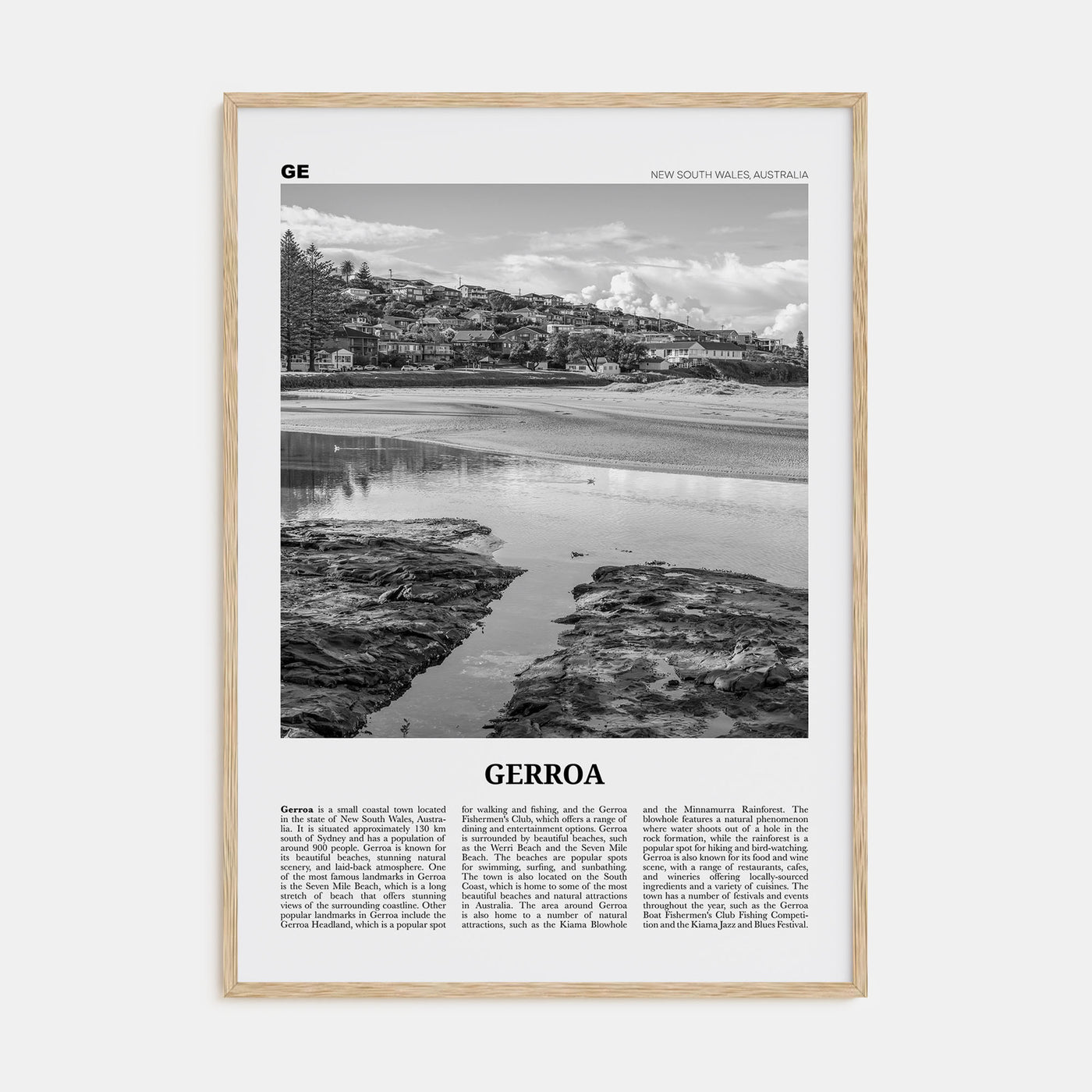 Gerroa Travel B&W Poster