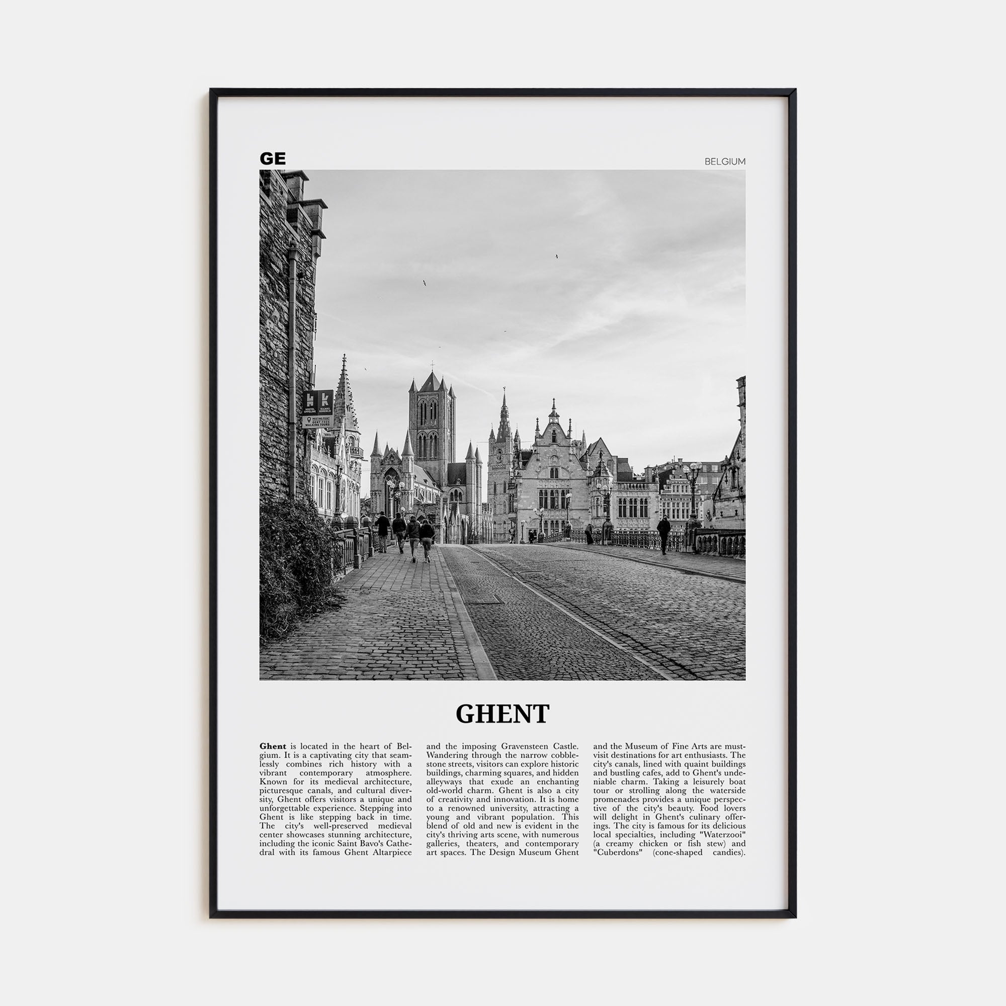 Ghent Travel B&W Poster
