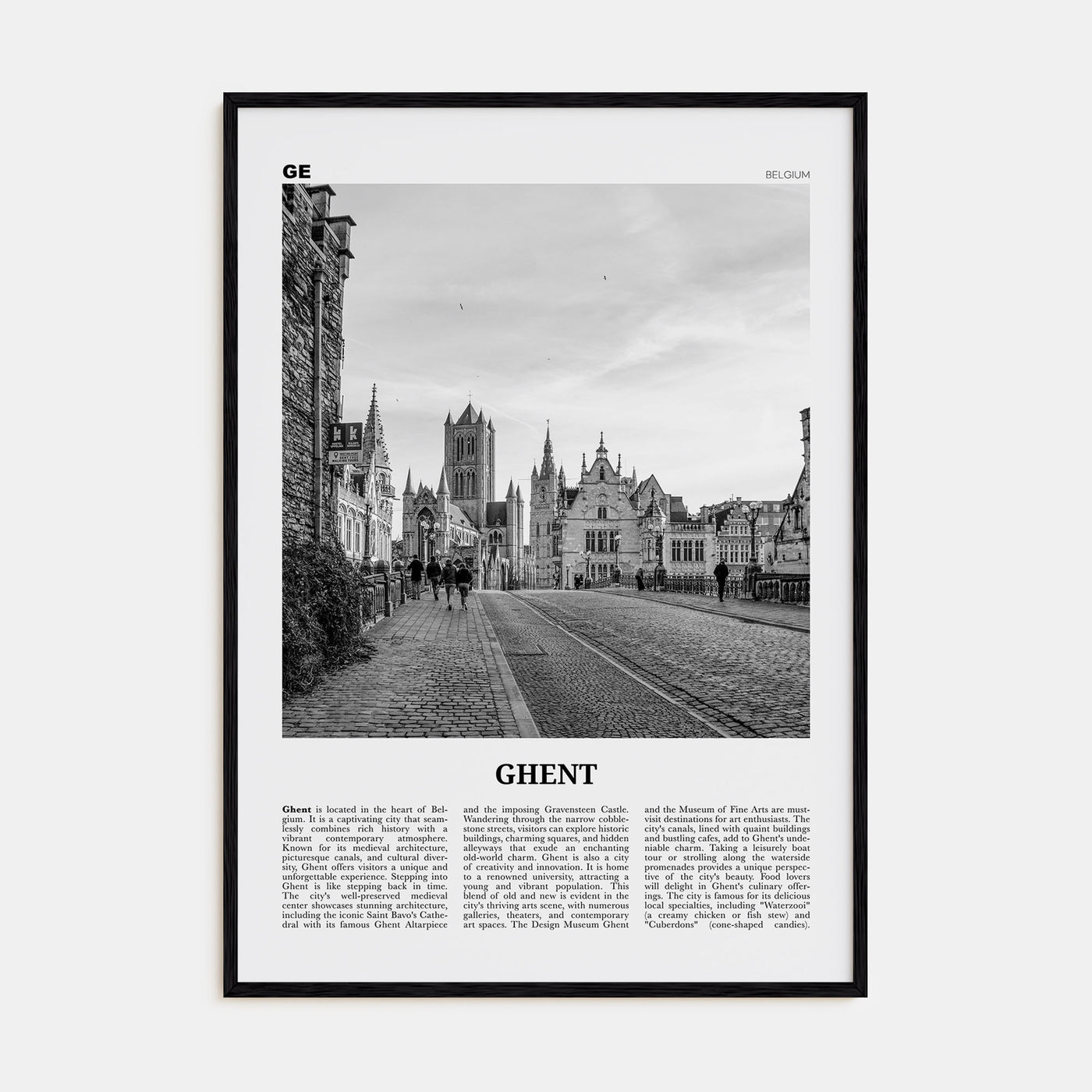 Ghent Travel B&W Poster