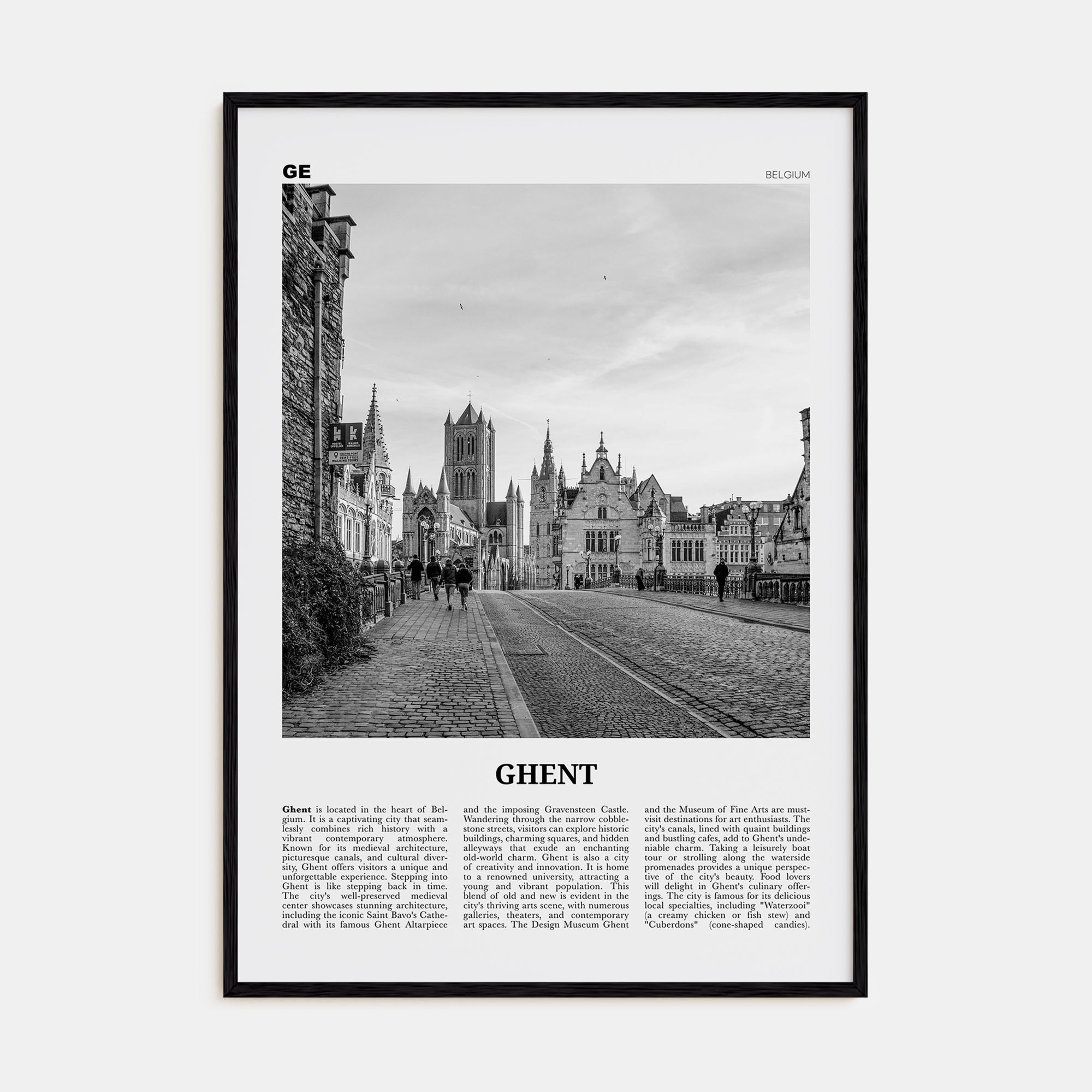 Ghent Travel B&W Poster