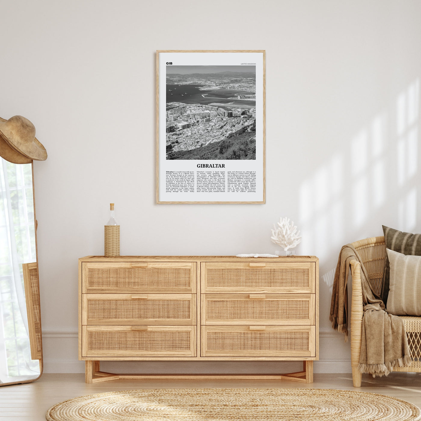 Gibraltar Travel B&W Poster