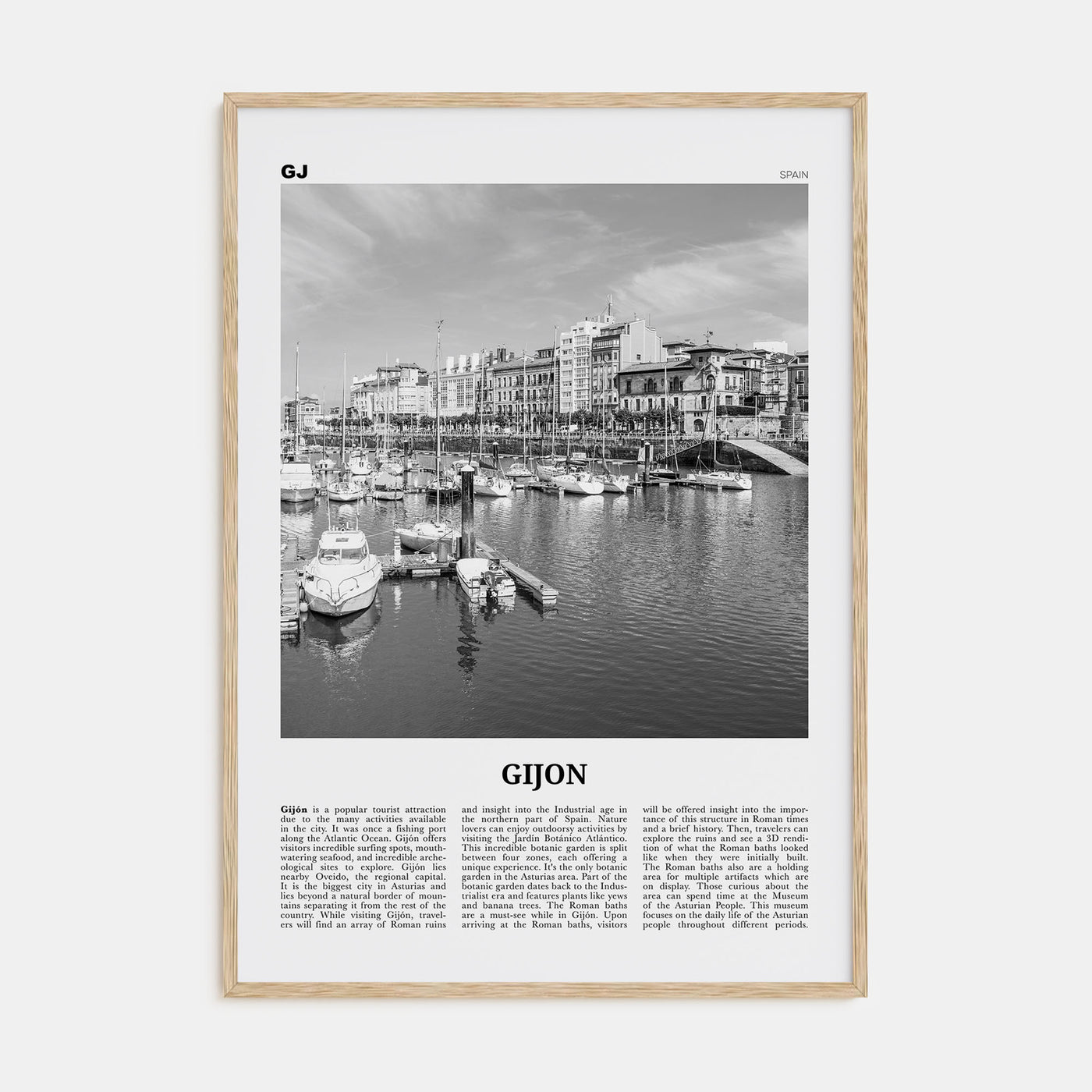 Gijon Travel B&W Poster