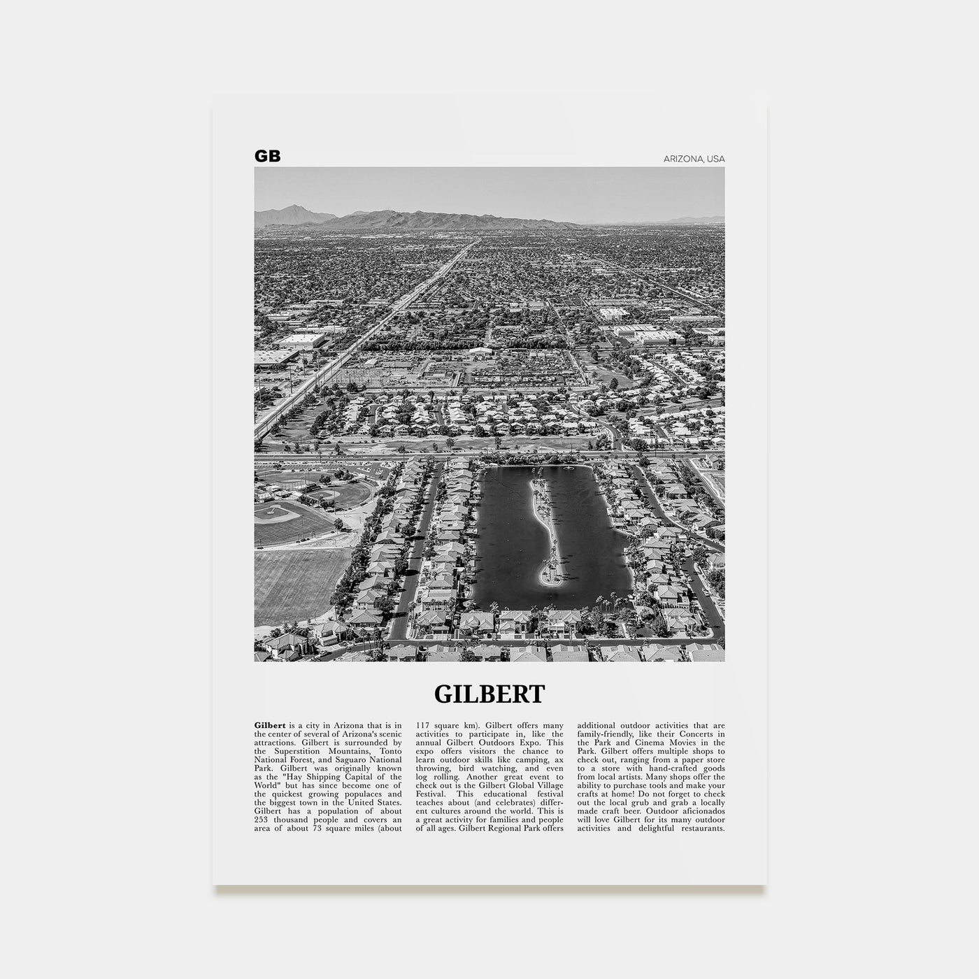 Gilbert Travel B&W Poster