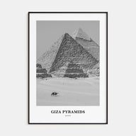 Giza Pyramids Portrait B&W Poster