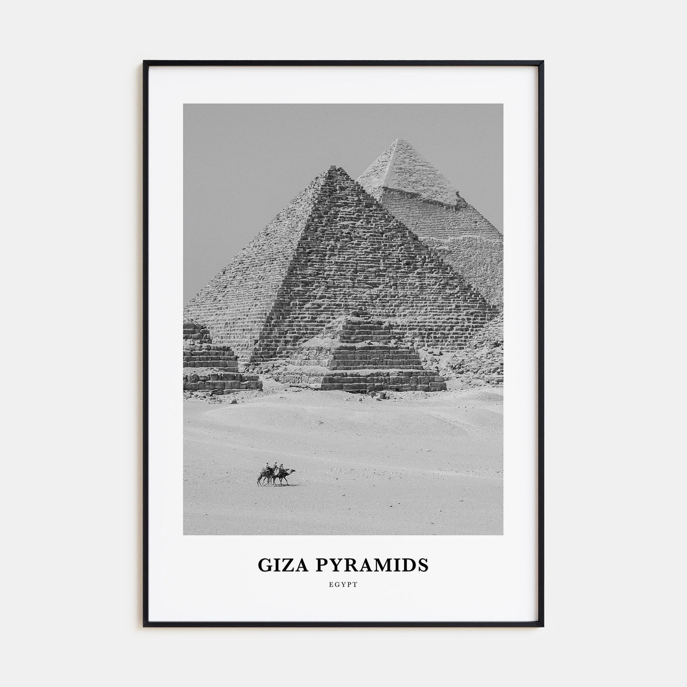 Giza Pyramids Portrait B&W Poster