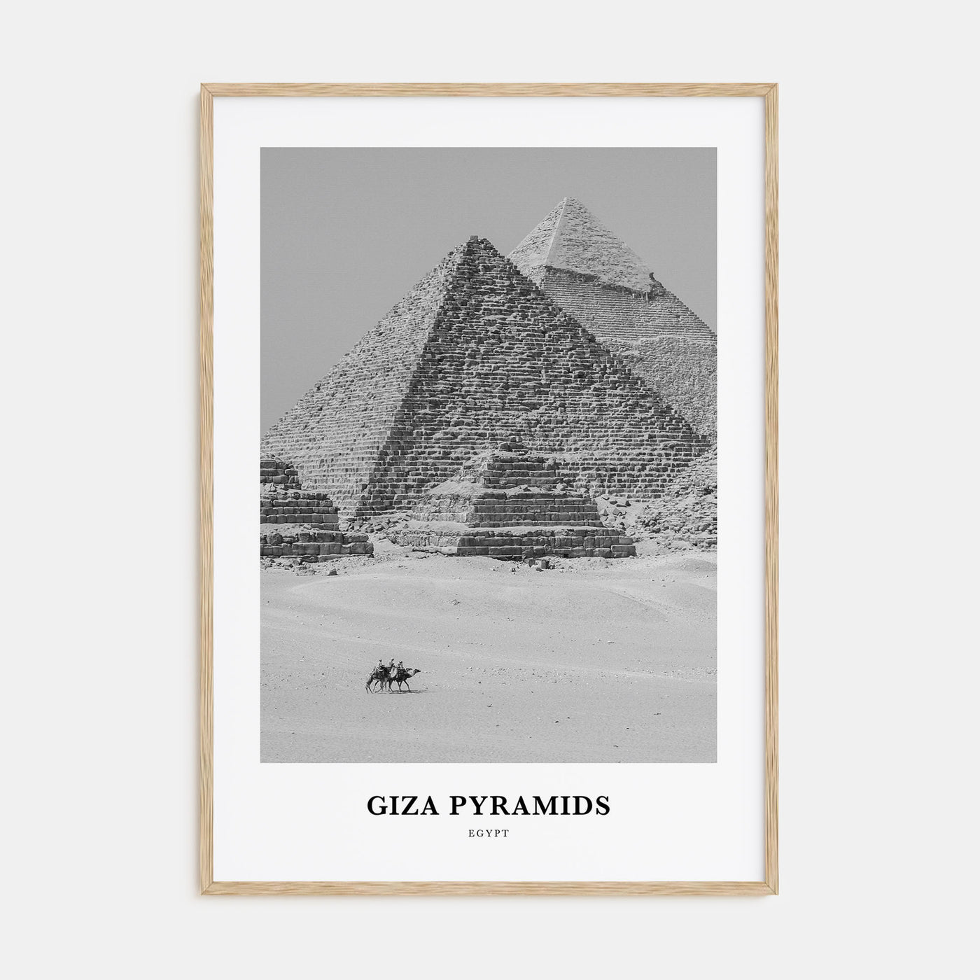 Giza Pyramids Portrait B&W Poster