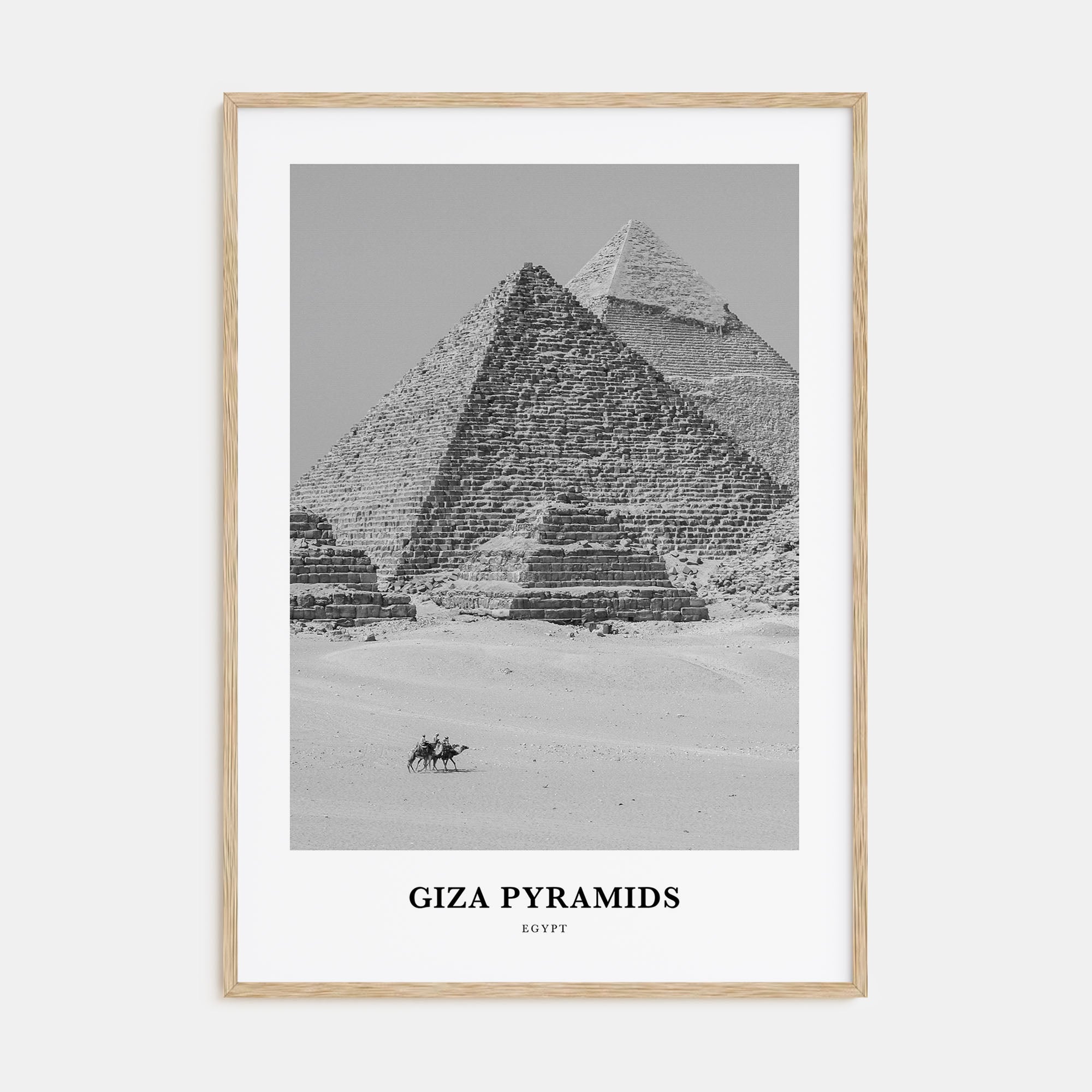 Giza Pyramids Portrait B&W Poster
