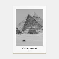 Giza Pyramids Portrait B&W Poster