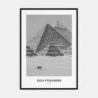 Giza Pyramids Portrait B&W Poster