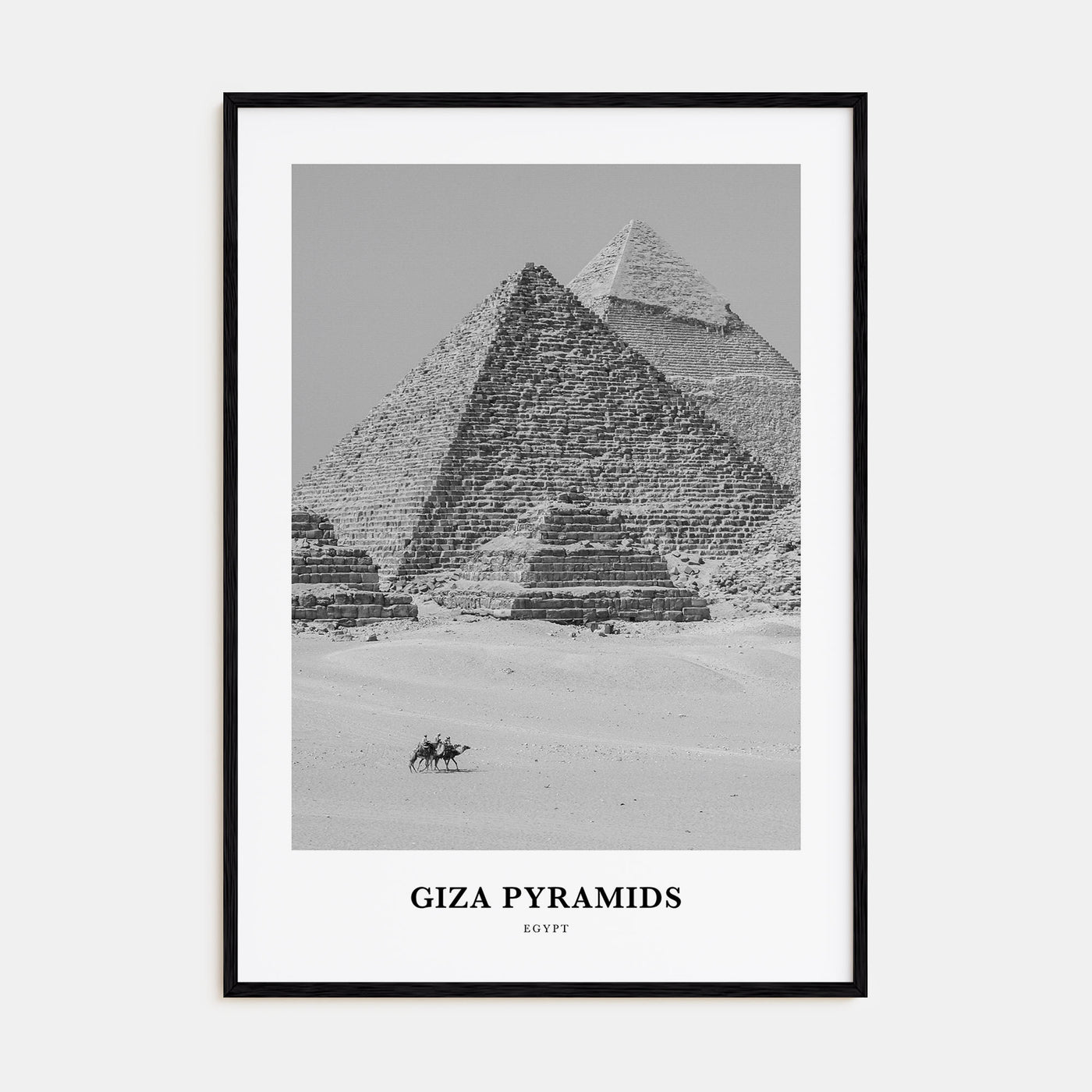 Giza Pyramids Portrait B&W Poster