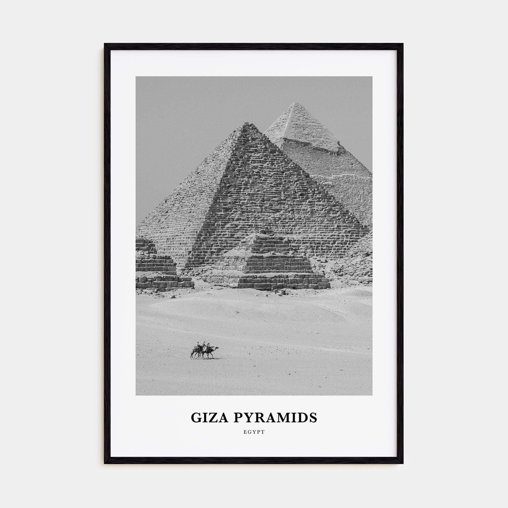 Giza Pyramids Portrait B&W Poster