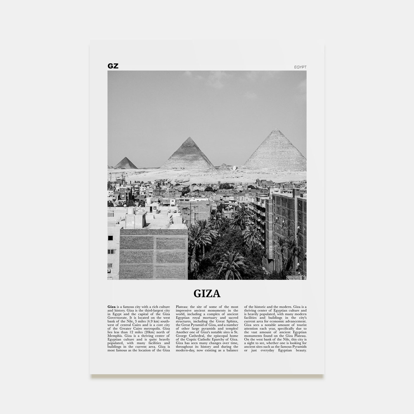 Giza Travel B&W Poster