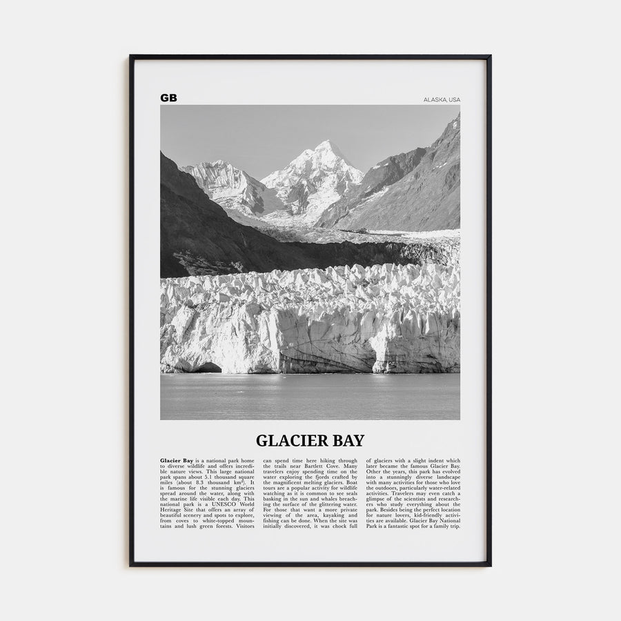 Glacier Bay National Park Travel B&W Poster