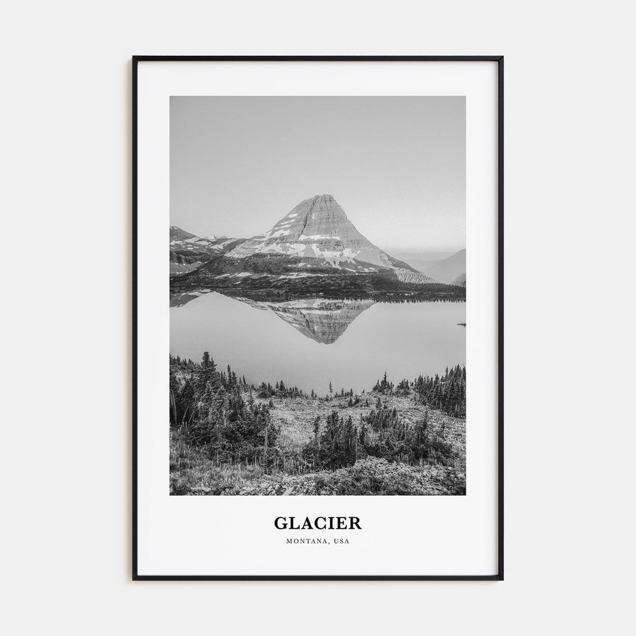 Glacier National Park Portrait B&W Poster