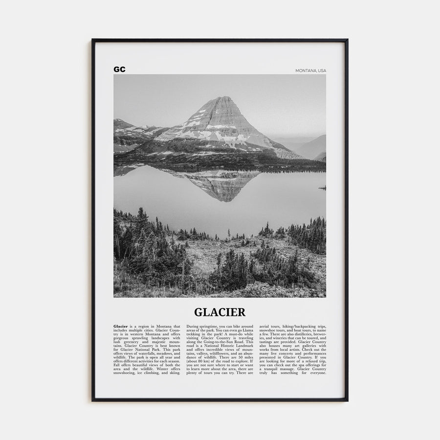 Glacier National Park Travel B&W Poster