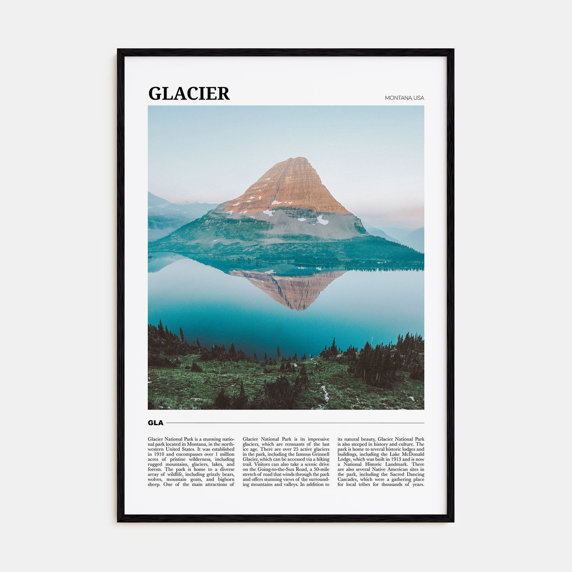 Glacier National Park Travel Color Poster