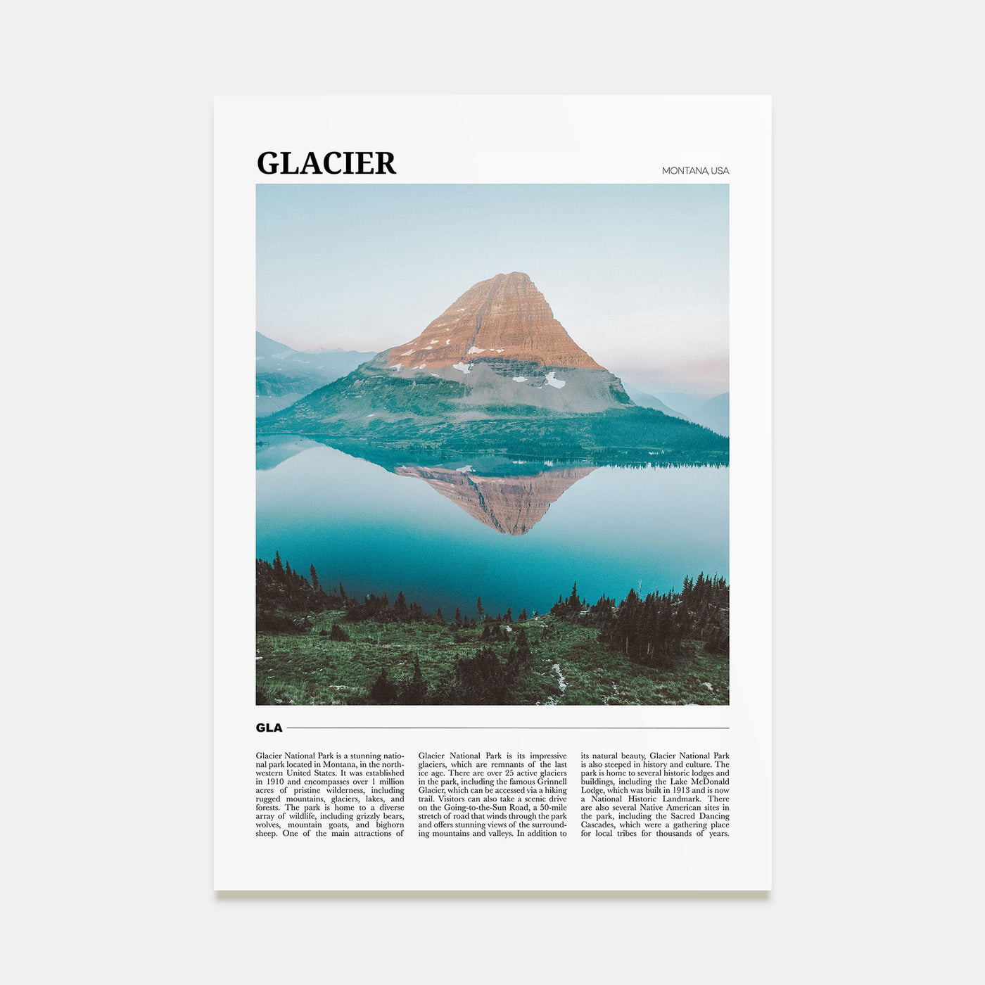 Glacier National Park Travel Color Poster