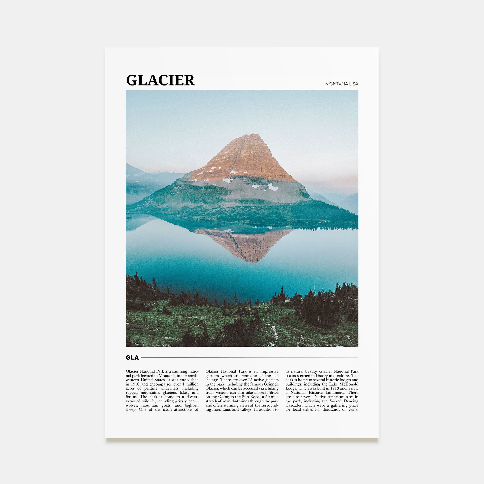 Glacier National Park Travel Color Poster