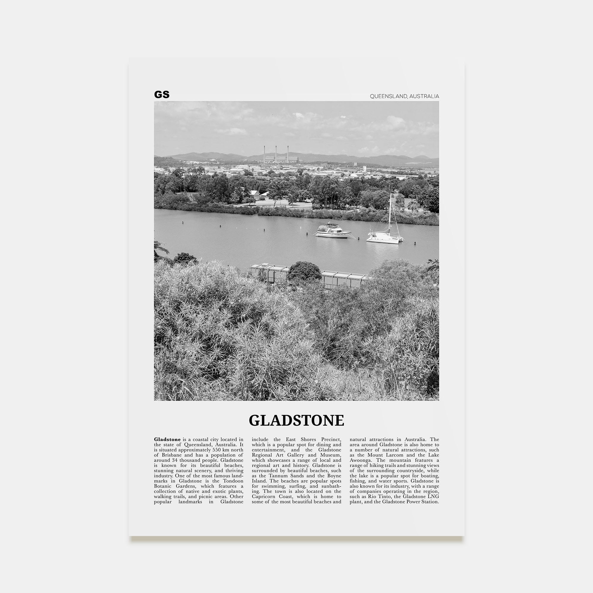 Gladstone Travel B&W Poster