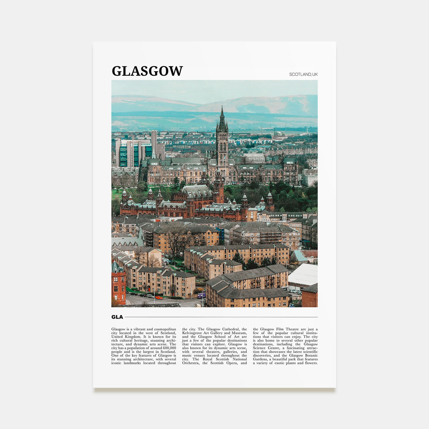 Glasgow Travel Color Poster