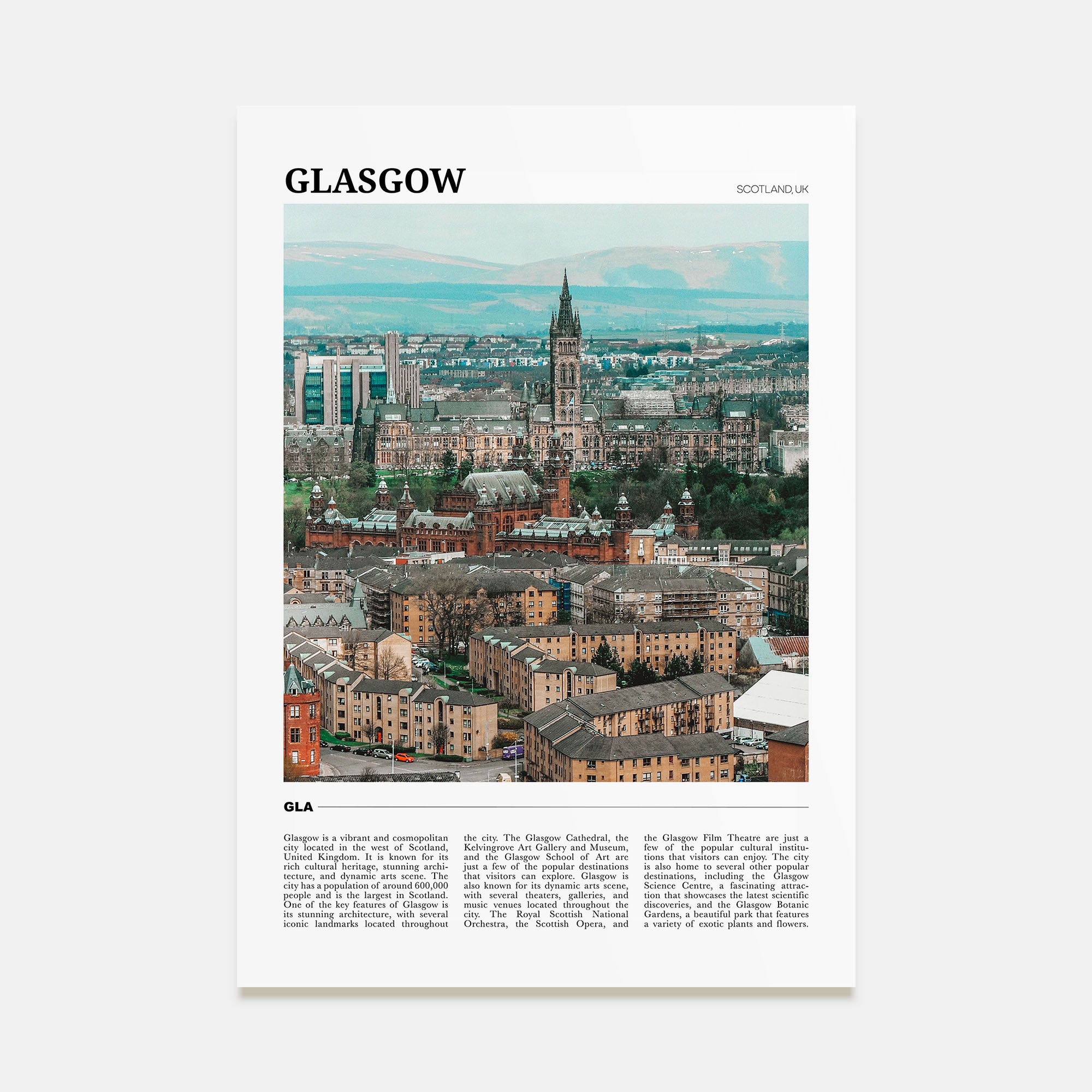 Glasgow Travel Color Poster