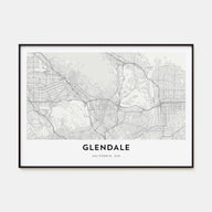 Glendale, California Map Landscape Poster