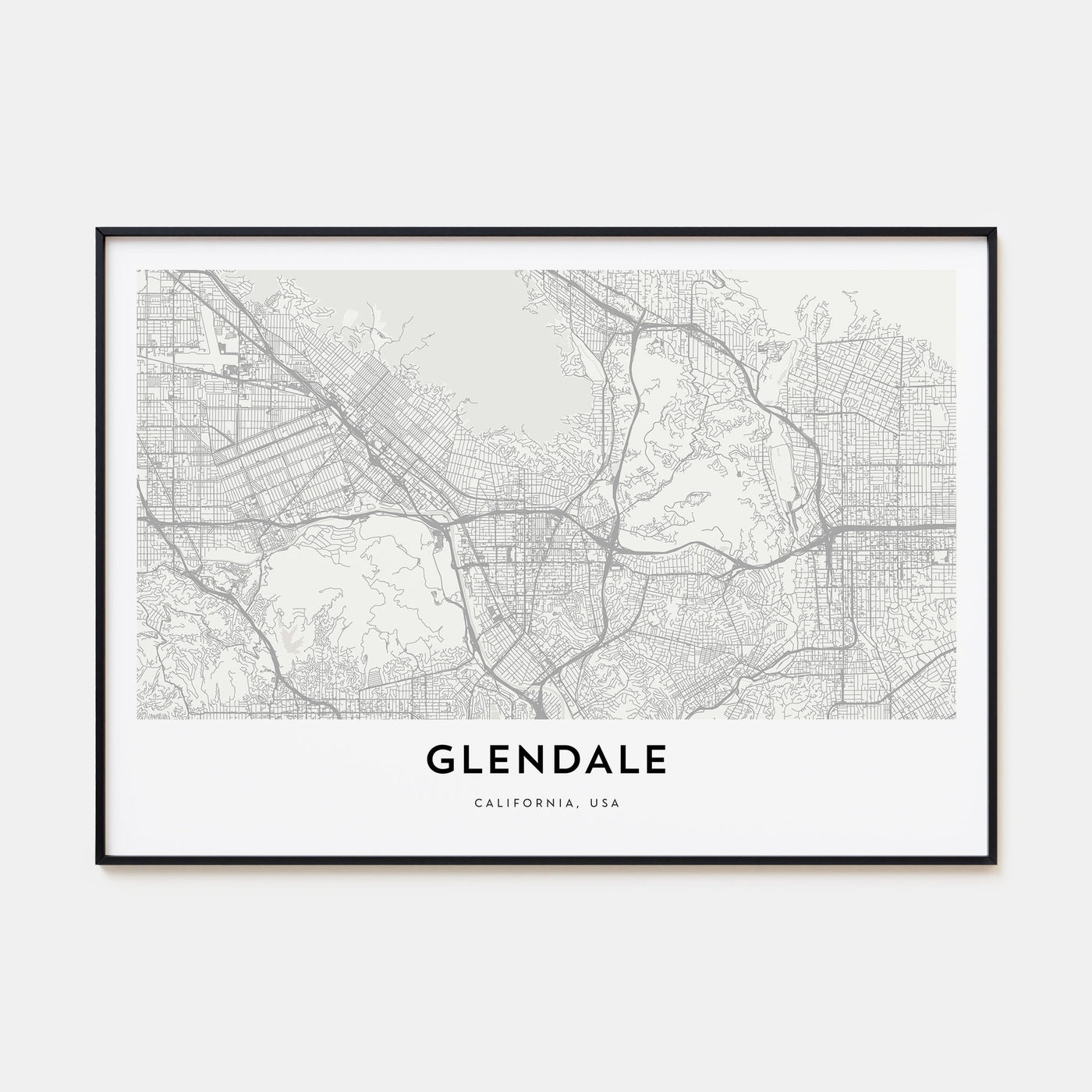 Glendale, California Map Landscape Poster