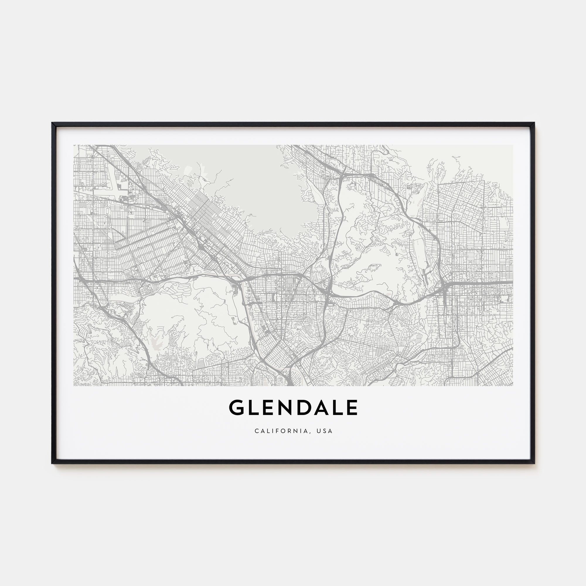 Glendale, California Map Landscape Poster